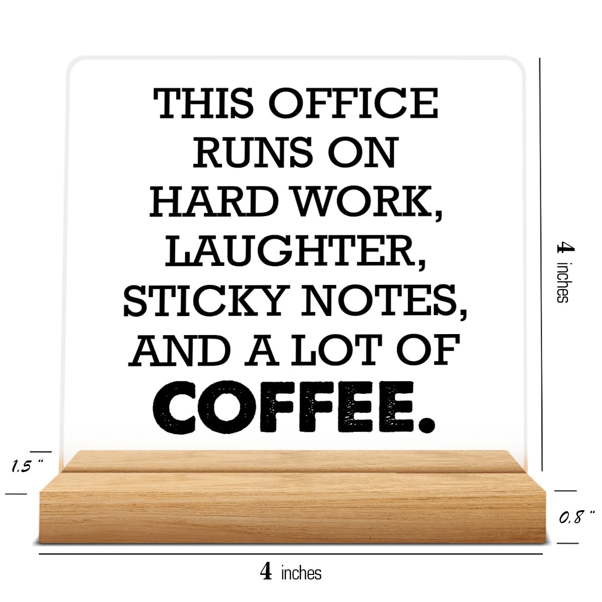 Office Desk Sign, Funny Office Gift Ideas, Coworker Gifts for Women Men, This Office Runs on Hard Work Acrylic Desk Sign Decor