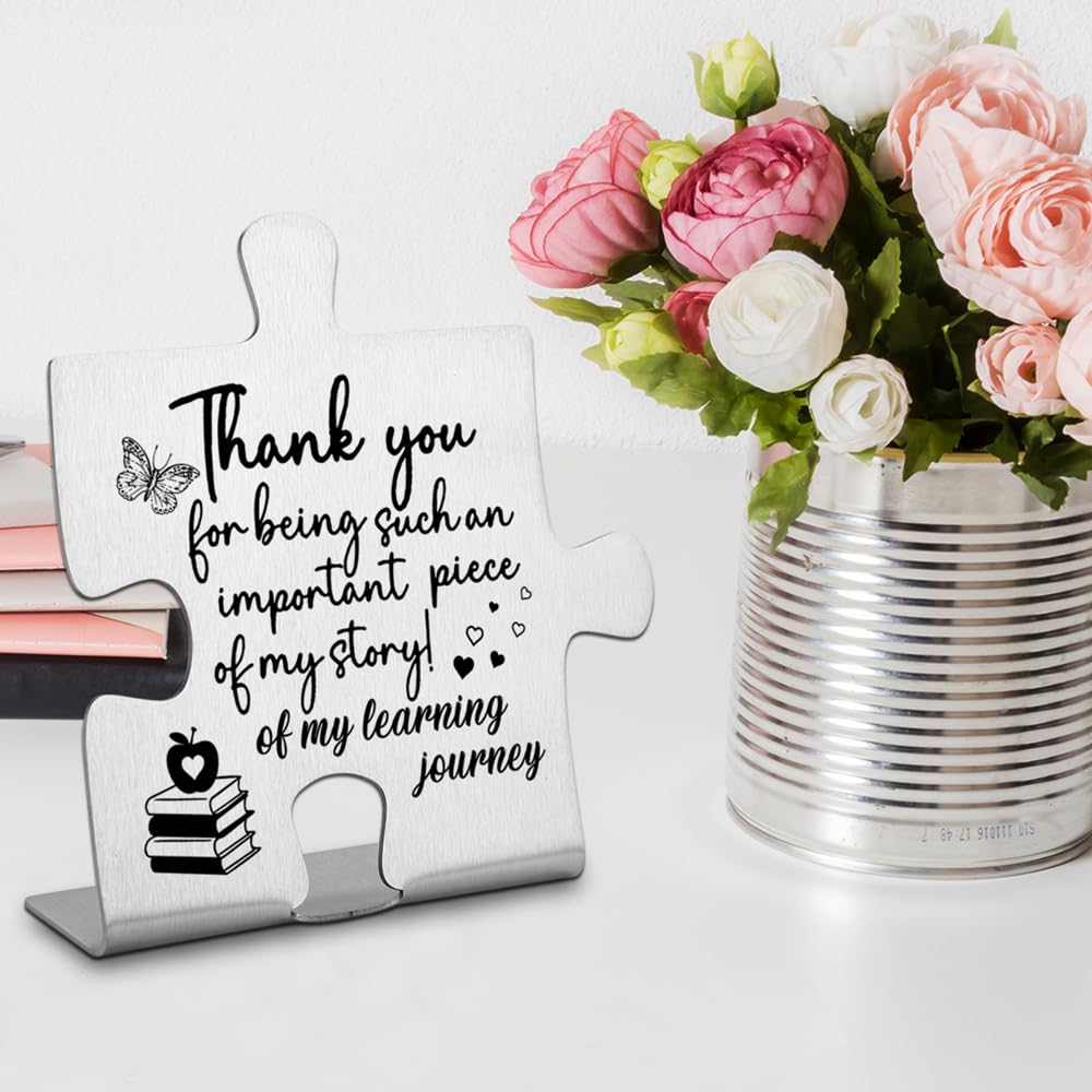 Teacher Appreciation Gifts Puzzle Plaque, Thank you Appreciation Gifts for Teacher, Teacher Gifts for Women Desk Decorations, Te