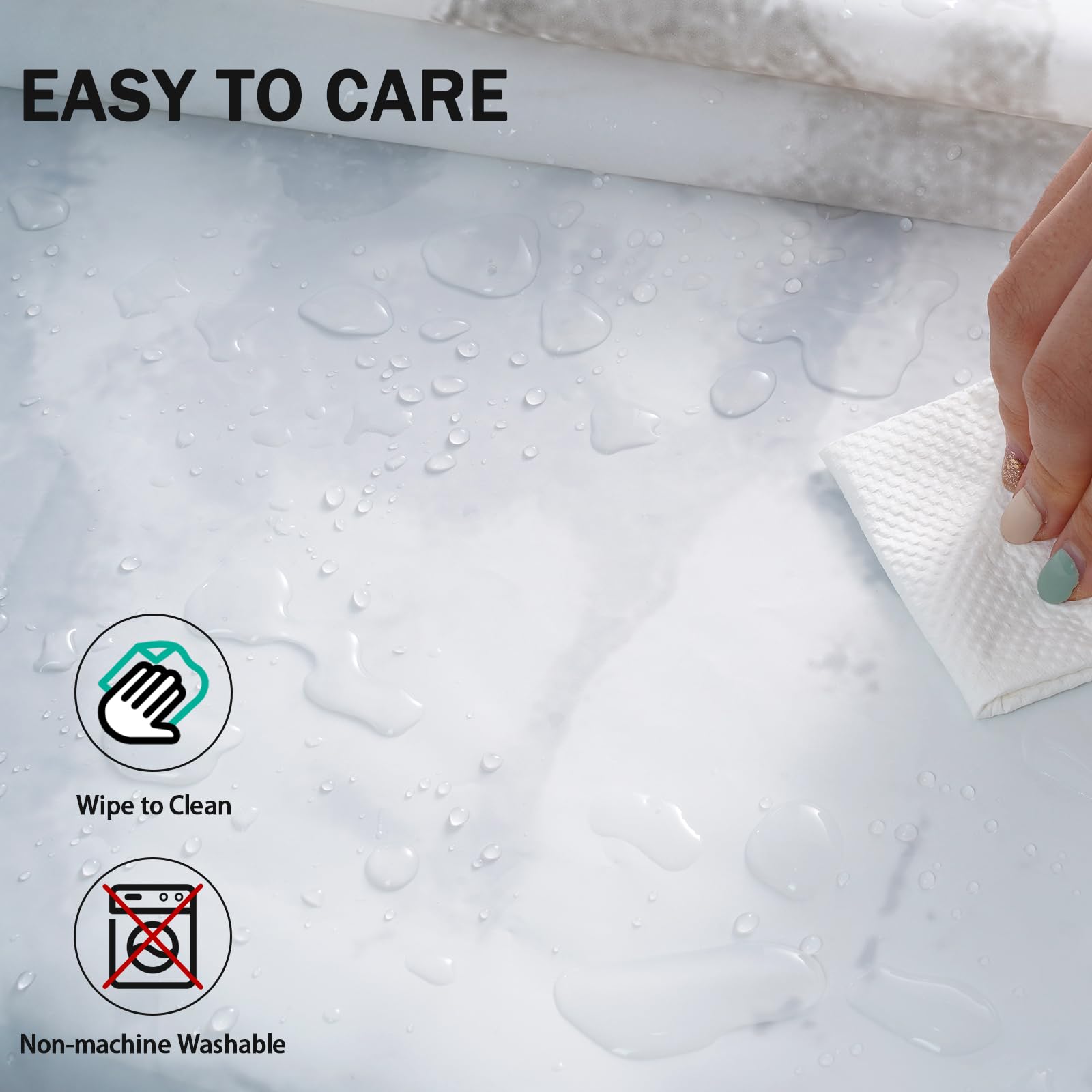 Marble Shower Curtain, Plastic Shower Curtain - 72 X 72 Inch, Translucent - Waterproof Peva Shower Curtain For Bathroom, 12 Plas
