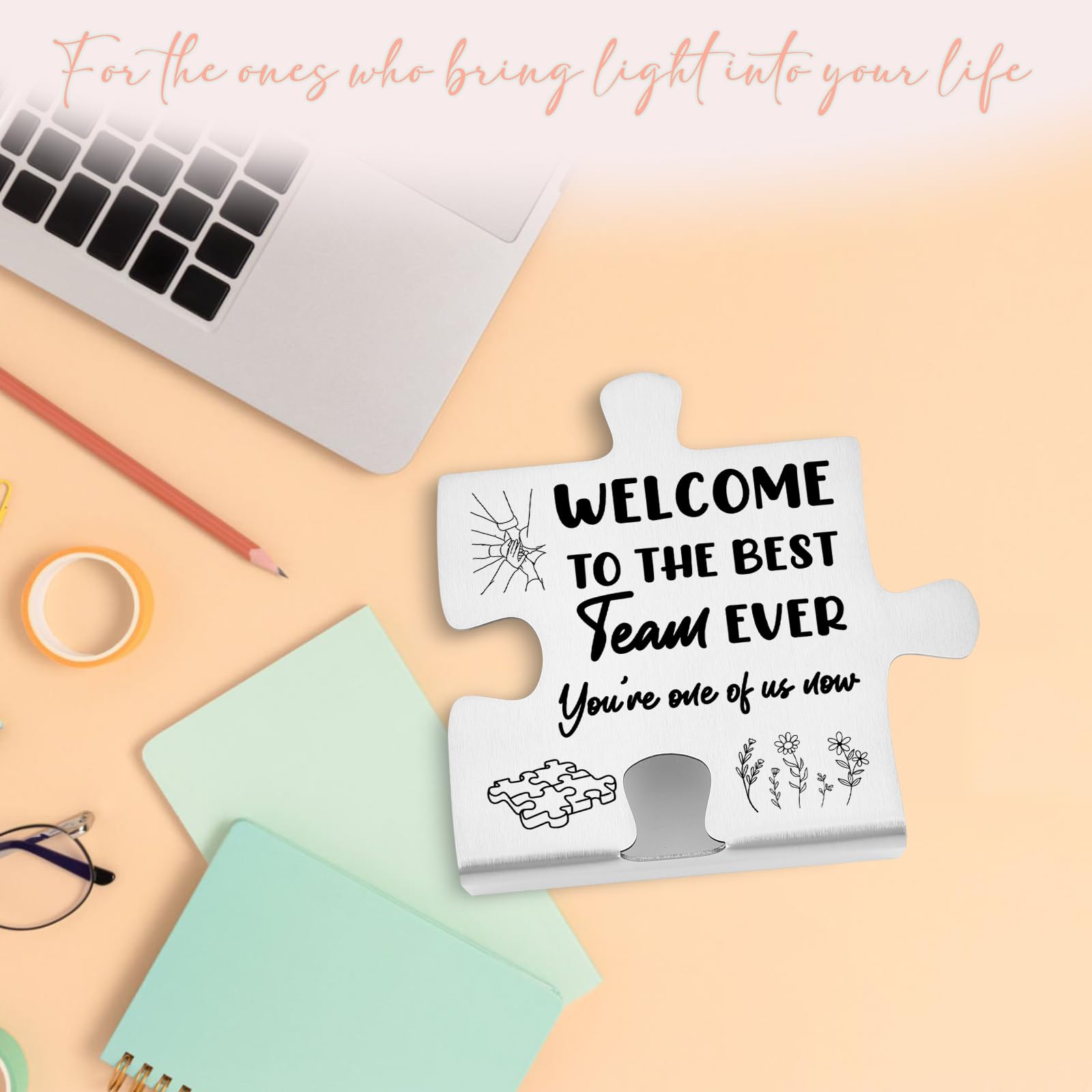 Welcome to the Team Desk Sign, New Employee Gift for Coworker Office Staff, Youre One of Us Now Puzzle Plaque, Motivational Team