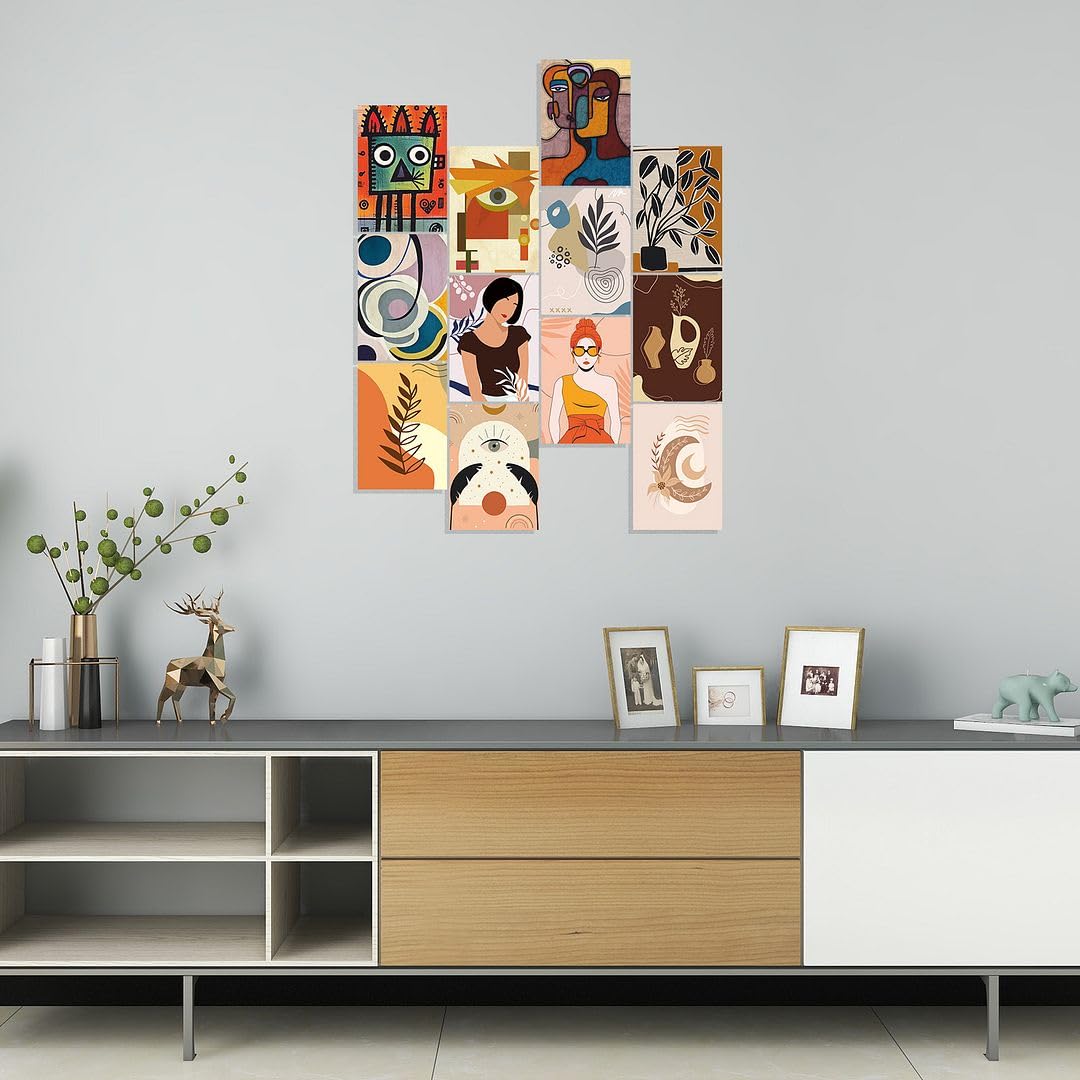 Cvanu 12Pcs Boho Wall Collage Kit Printed Poster For Wall Decoration Size (11.6Inchx8.2Inch)_202307-98