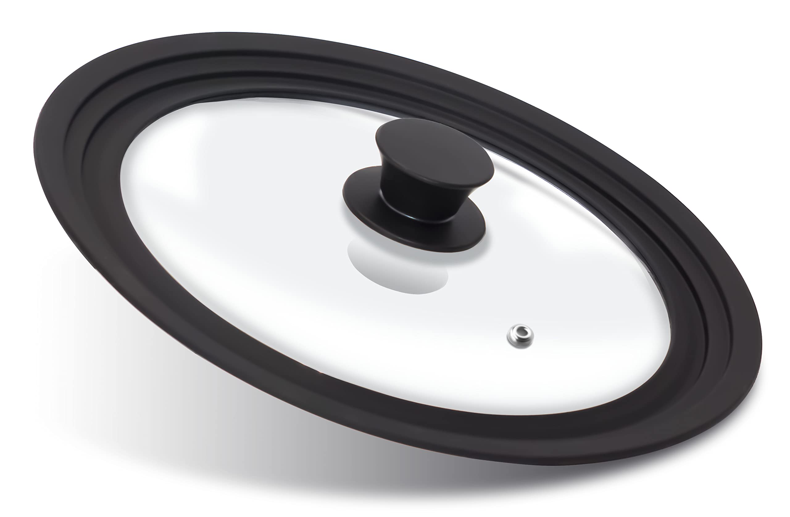 Anaeat Silicone Universal Lid For Pots, Pans And Skillets - Tempered Glass Covered With Heat Resistant Silicone Rim Fits 10, 11