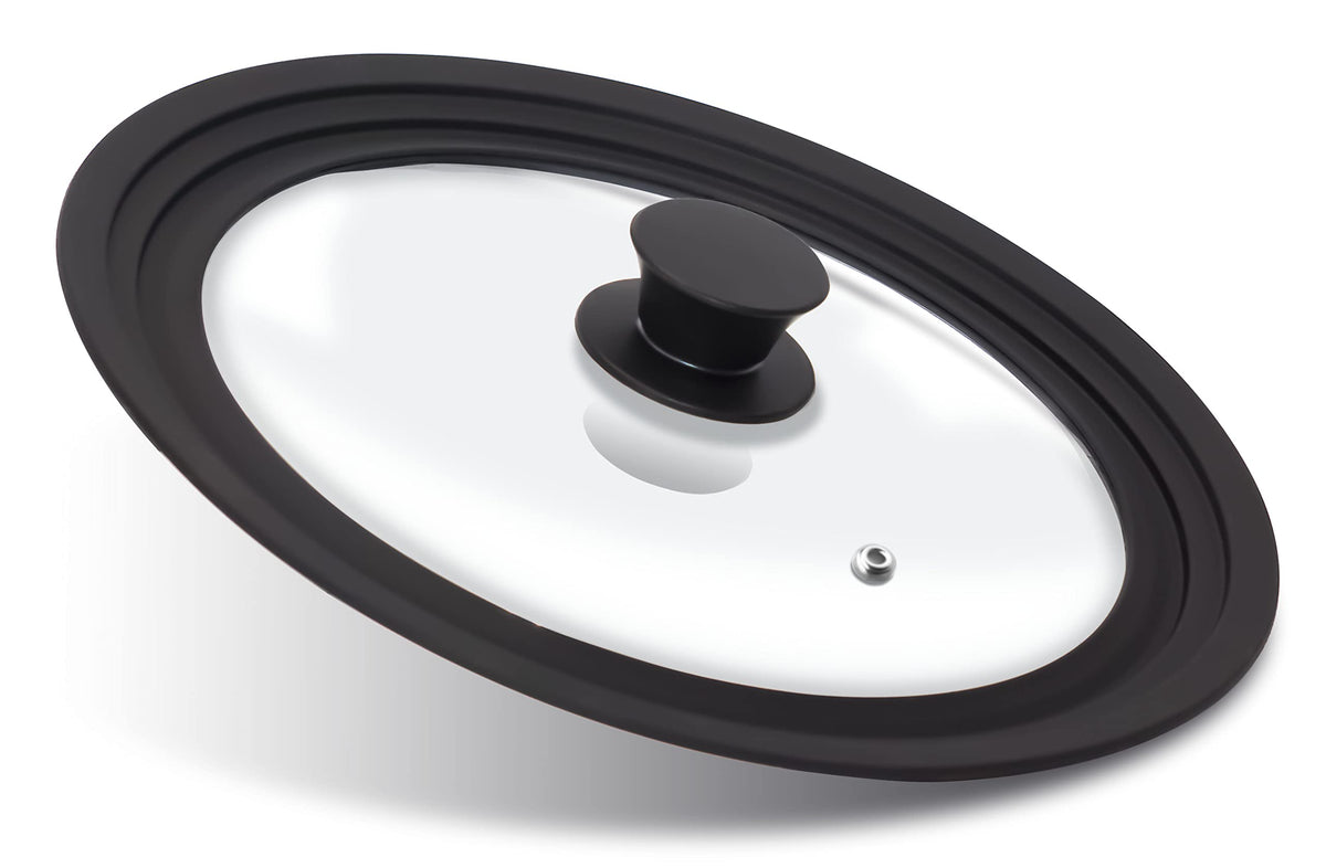 Anaeat Silicone Universal Lid For Pots, Pans And Skillets - Tempered Glass Covered With Heat Resistant Silicone Rim Fits 6, 7 An