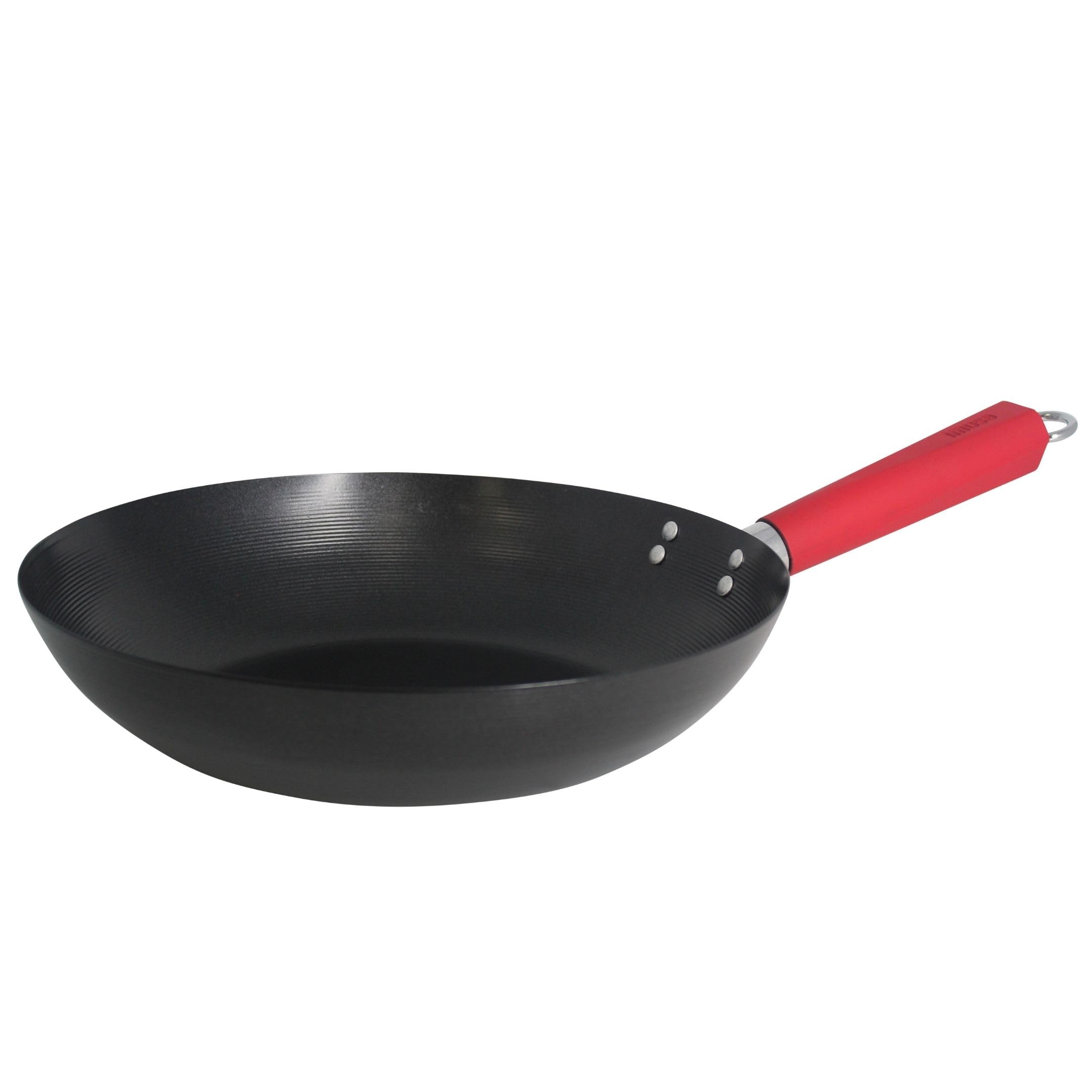 Imusa USA Inch, Red PAN-10046 12 Nonstick Carbon Steel Wok, Handle