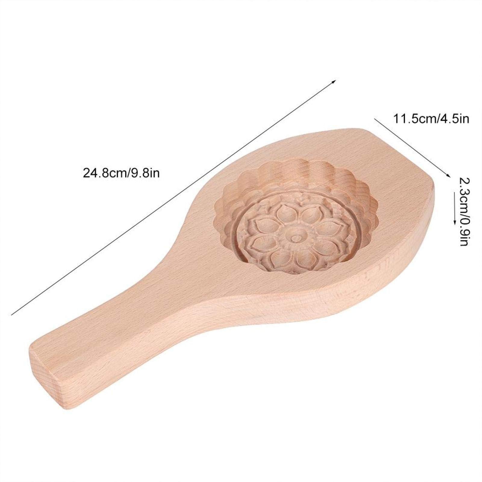 Mavis Laven Beautiful Flower Pattern Diy Moon Cake, Wooden Handmade Cake For Muffin Cookie Cracker Chocolate Pumpkin Pie (#06)