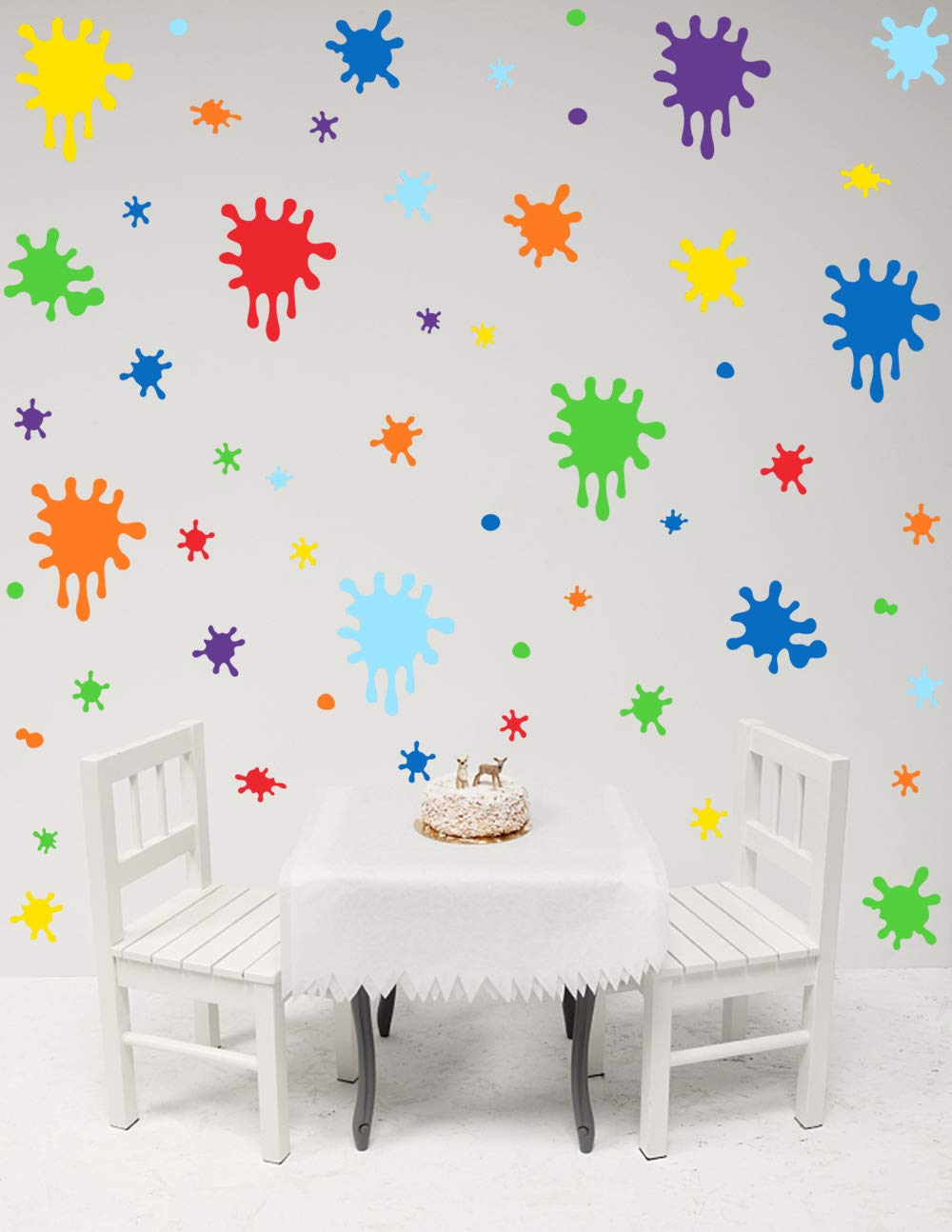 Mozamy Creative Paint Wall Decal (112 Count) Splatter Decals Color Splash Wall Decal Splotches Wall Decal Primary Color Peel And