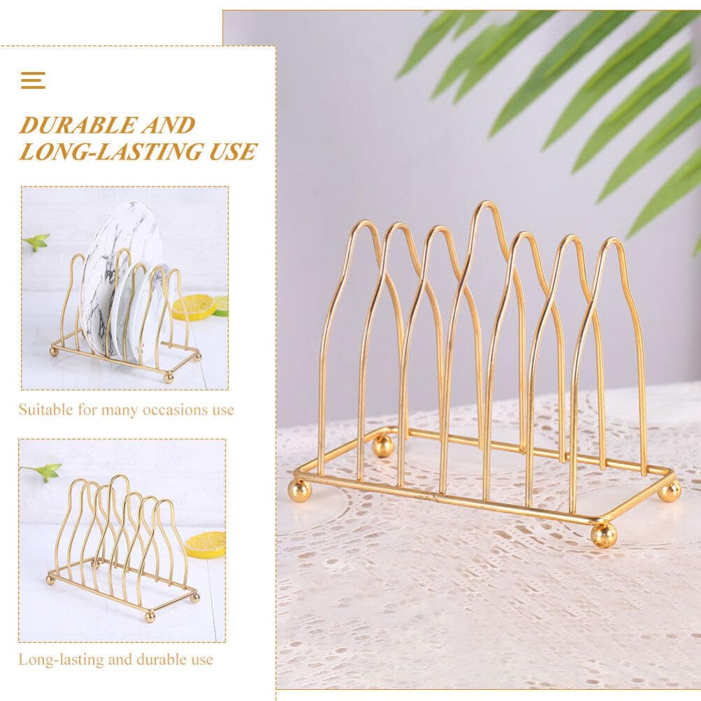 Alipis Dish Drying Rack Metal Plate Stands, Upright Plate Storage Drainboard Pot Lid Holder Counter Gold Plate Holder Organizer