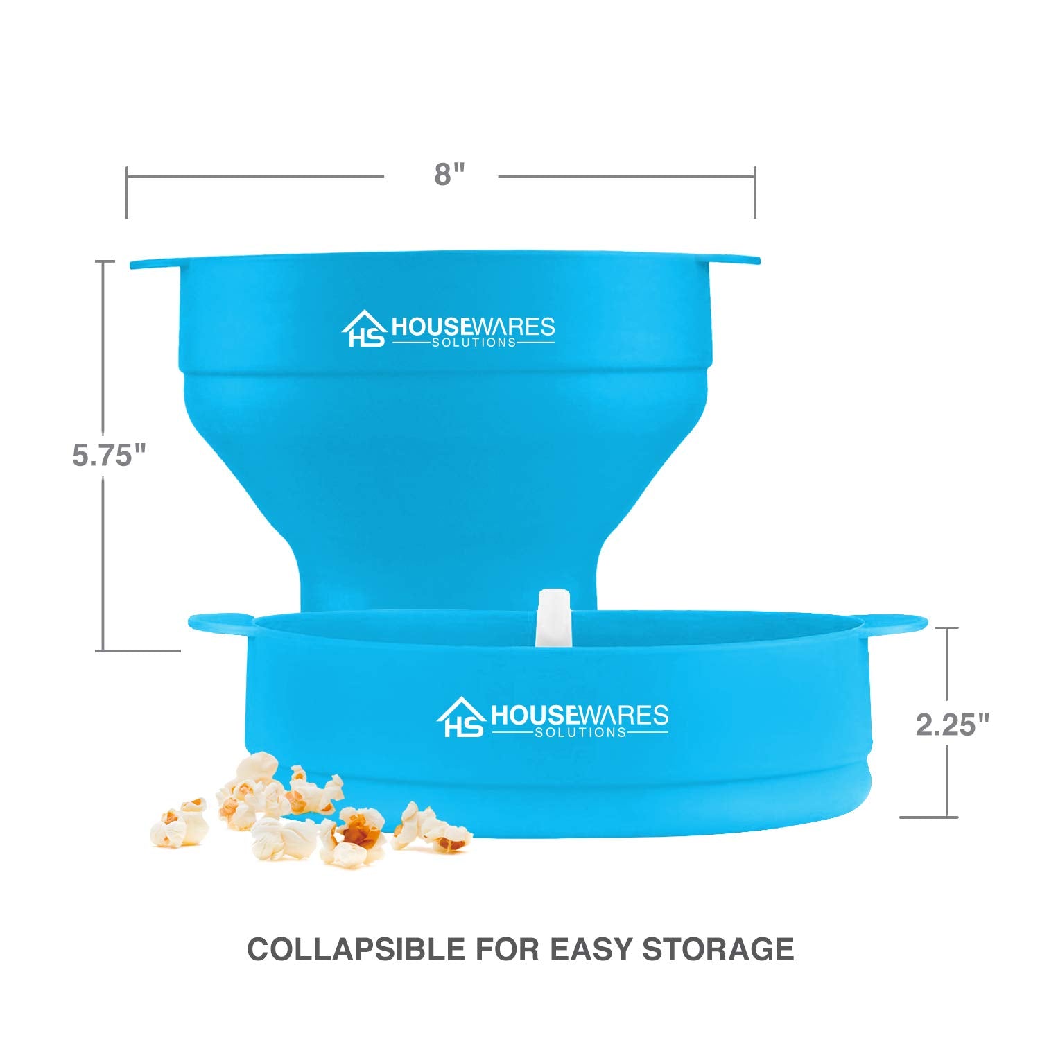 Collapsible Silicone Microwave Hot Air Popcorn Popper Bowl With Lid and Handles - Aqua
