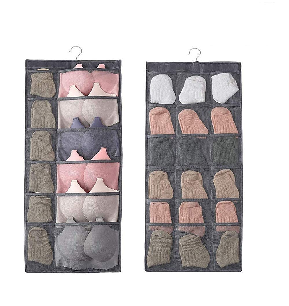 Wropzo Hanging Wardrobe Organizer With 30 Pockets And Hanger Wall Shelf Storage Organizers For Storing Stocking, Bra, Socks, Tra