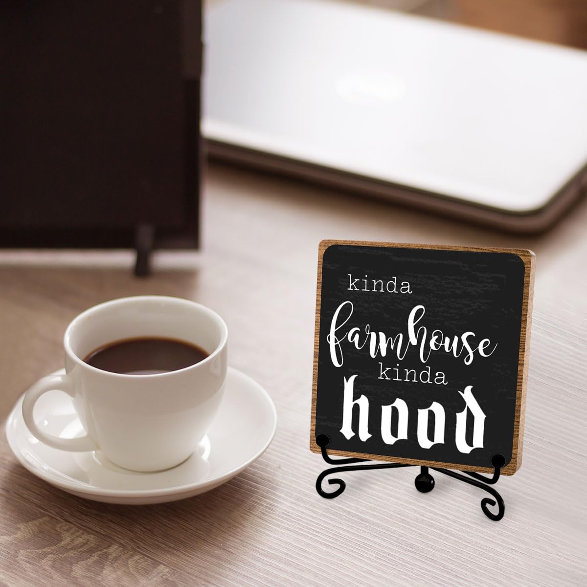 Home Decorative Sign, Farmhouse Plaque Wooden with Stand, Housewarming Gifts for Women Men, Table Desk Cubicles Accessories for