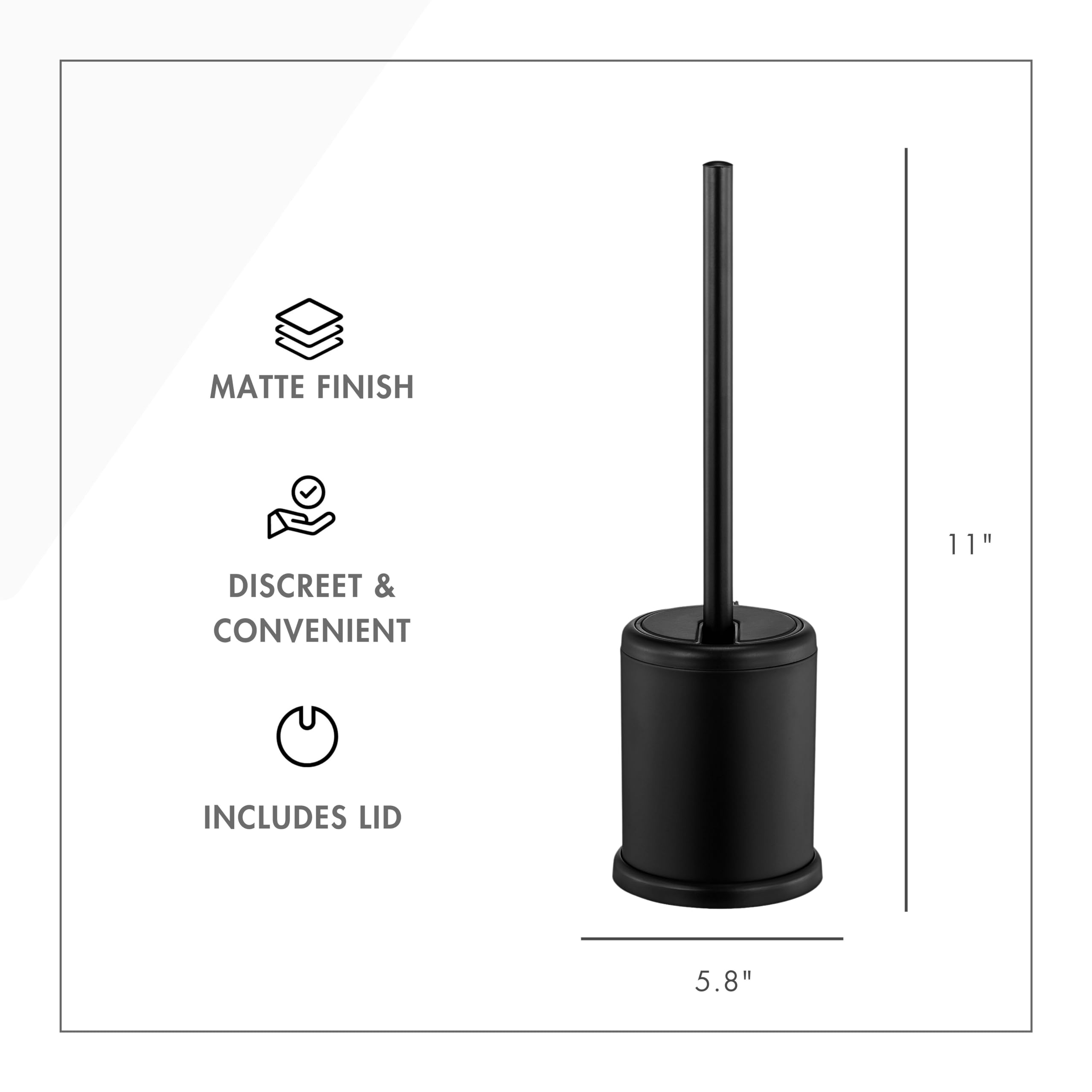 Toilettree Products Deluxe Toilet Brush With Lid - Black 2 Pack
