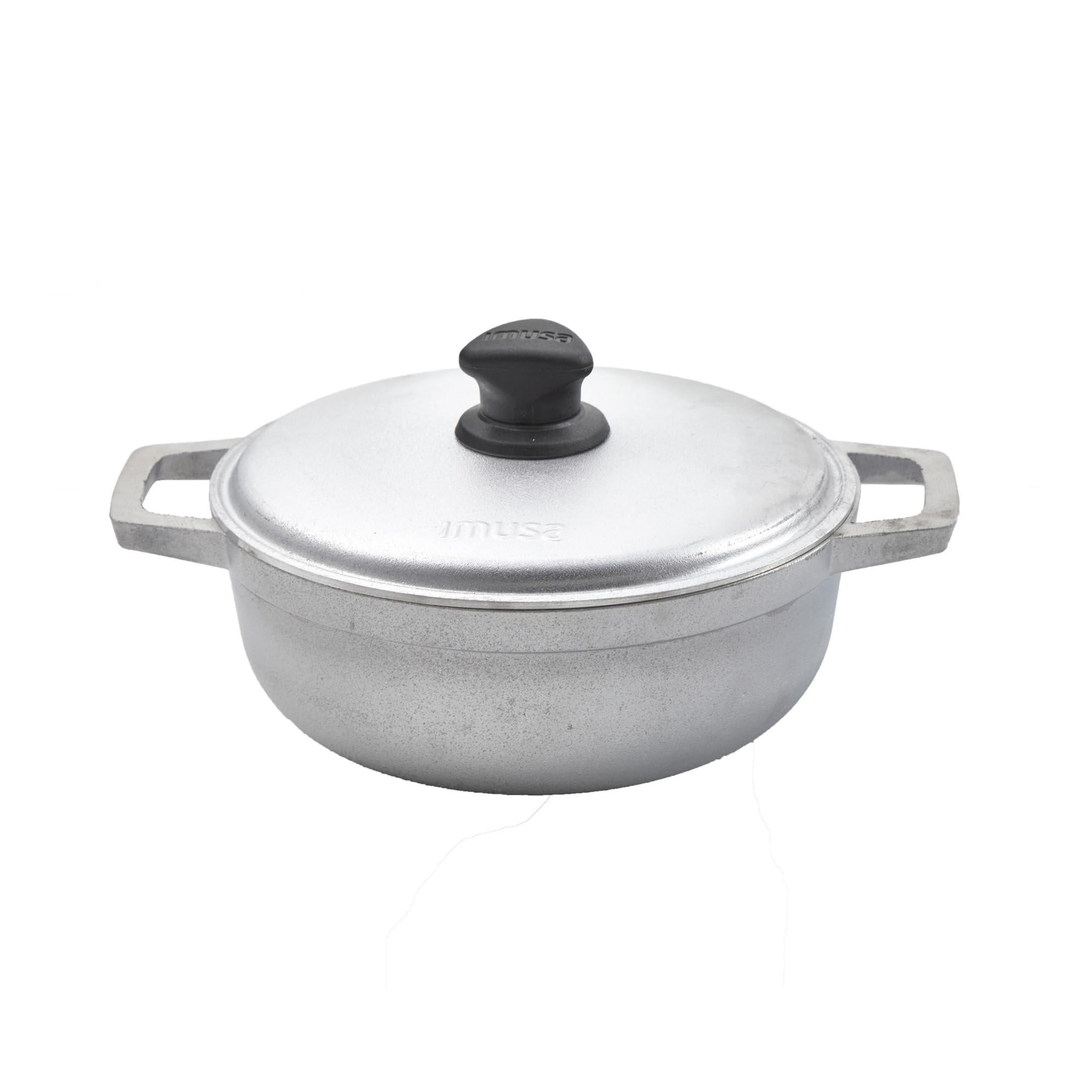 IMUSA Caldero Stock Pot with Aluminium Lid 2QT, Cast Aluminum, Perfect for Serving Small Groups, Riveted Handles, Made in Colomb