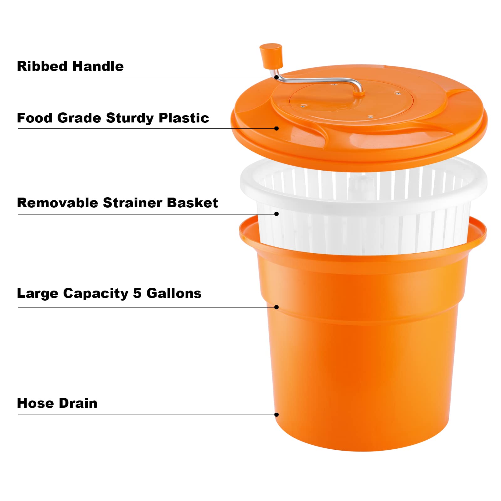 Ybsvo 5 Gallon Large Commercial Salad Spinners And Lettuce Spinner