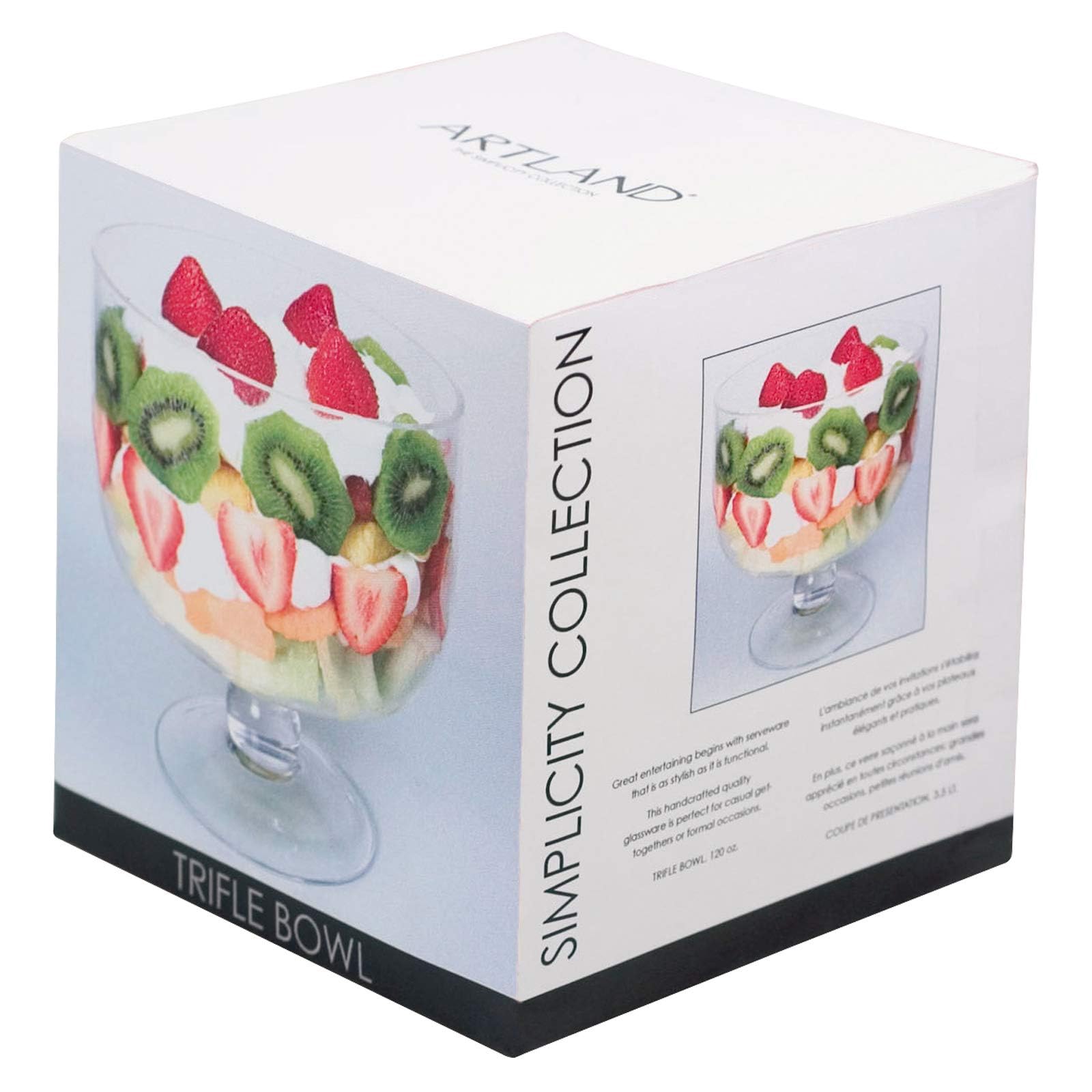 Artland Glass Trifle Bowl With Classic Modern Design, Clear | For Round Dessert - Cakes, Pastries, Ice Cream - Versatile For Mix