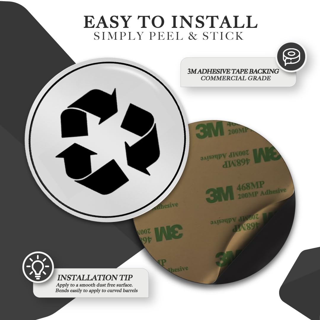Trash And Recycle Stickers Set Of 2 | Indoor Outdoor Uv Stable & Weatherproof | Kitchen Pantry Office Organization | Garbage Bin