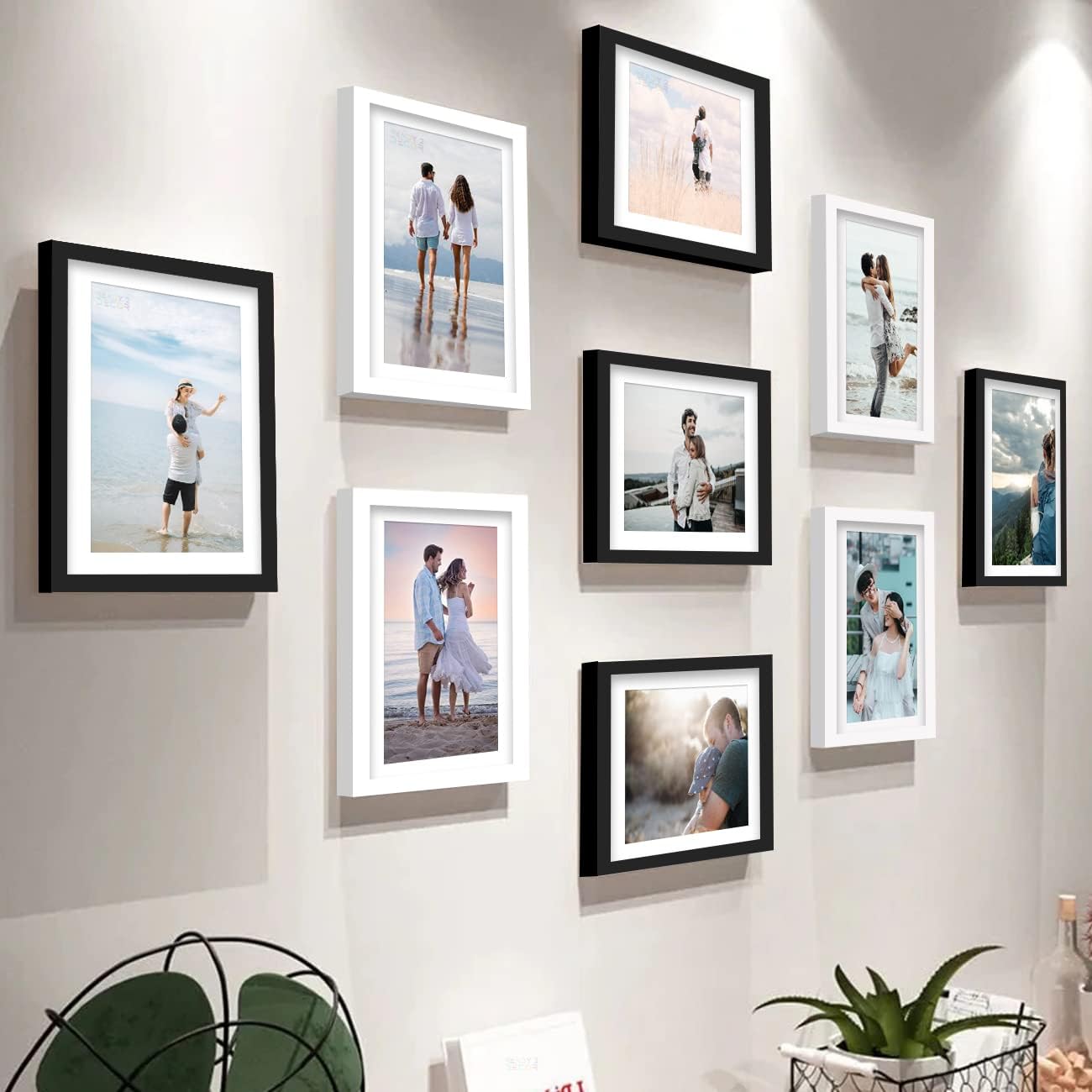 Stuthi Arts Wall-Mounted Photo Frame Set, Multiple Frames For Family Memories, Set Of 9 Picture Frames, 6X8 Inch (White & Black)