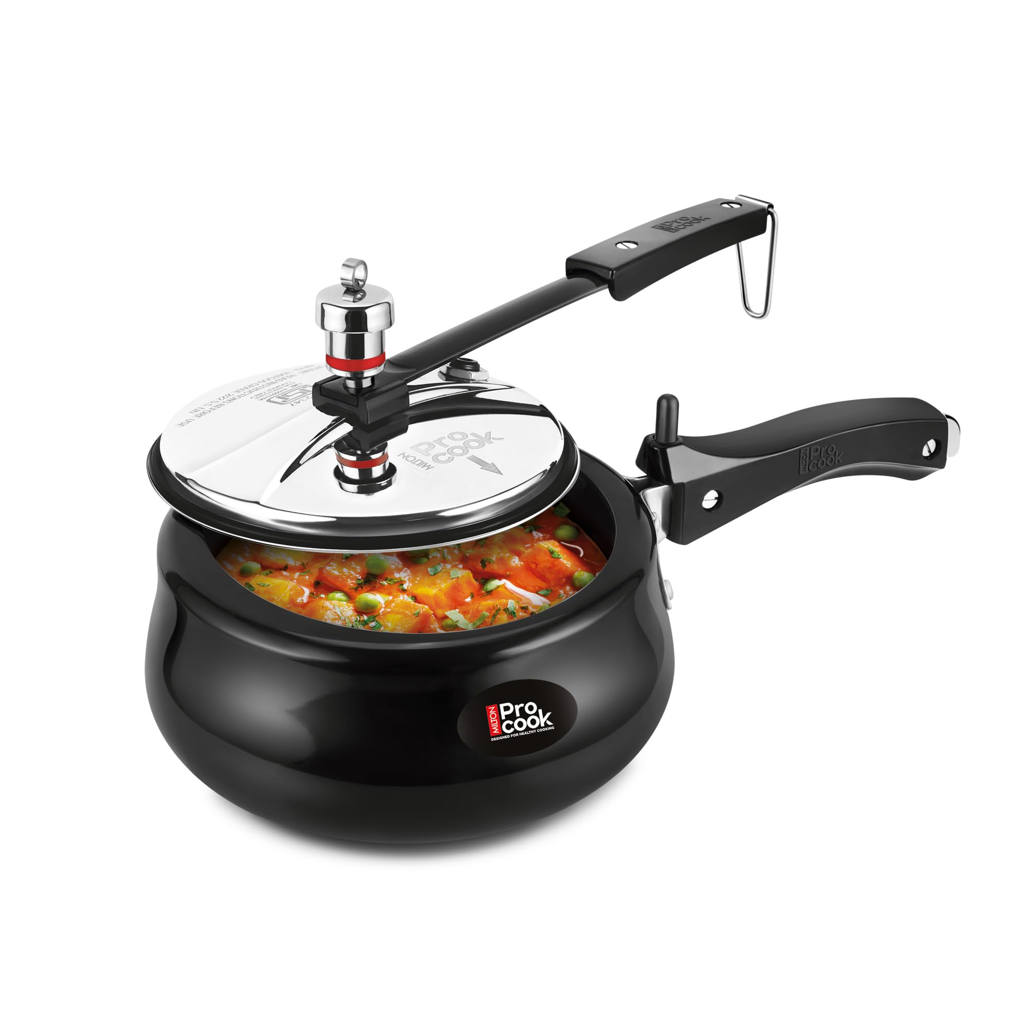 Milton Pro Cook Induction Cookware & Gas Stove Friendly Hard Anodized Royal Curve Pressure Cooker 2 Litre | Ss304 Stainless Stee
