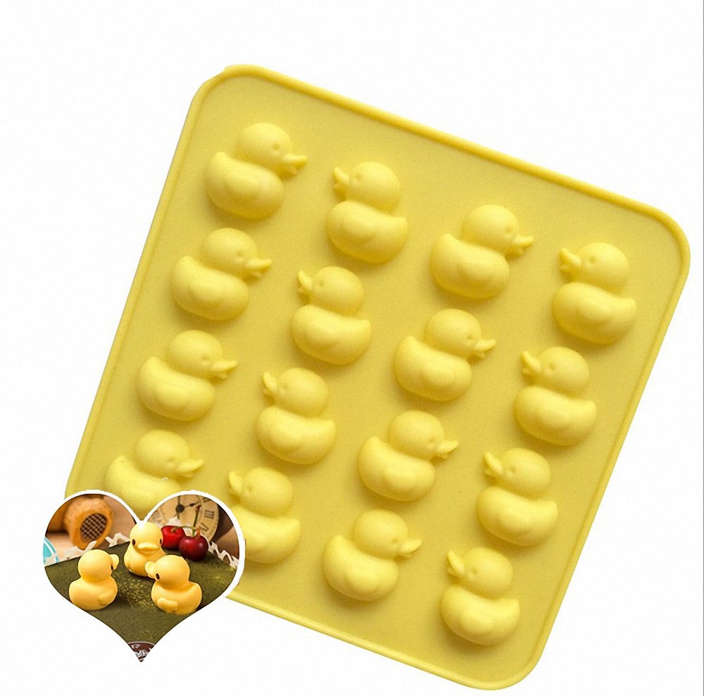 Moldfun 2-Pack Mini Size Rubber Duck Silicone Mold For Chocolate, Candy, Gummy, Jello, Ice Cube, Polymer Clay, Crayon Melt
