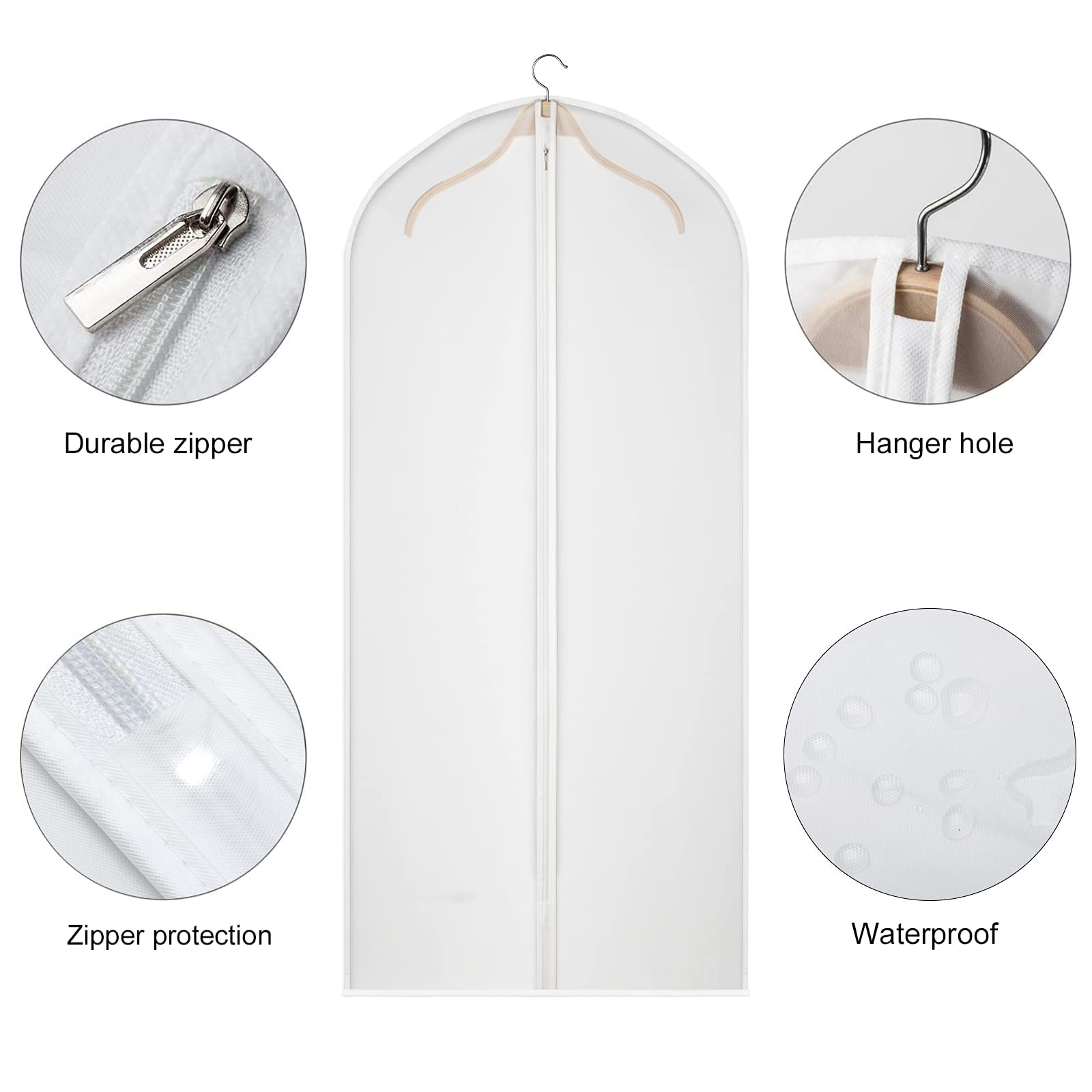 Kntiwiwo Clear Garment Bags Suit Bag For Closet Storage Set Of 12 Hanging Dress Cover Bag With Zipper For Suit, Coat, Long Dress