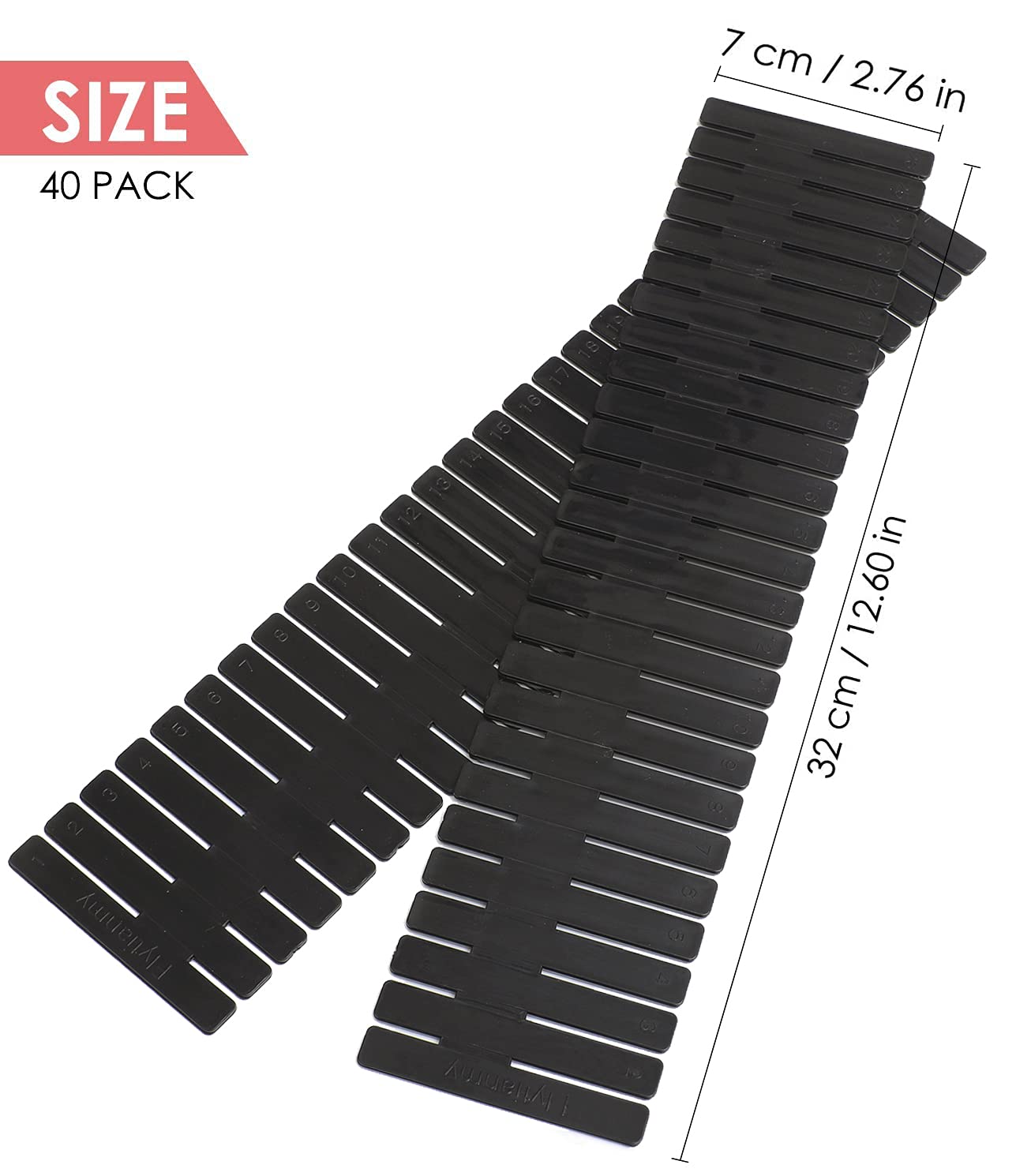 Flytianmy 40Pcs Drawer Dividers, Adjustable Drawer Organizer for Socks, Underwear, Makeup, Can Help Tidy Kitchen, Bedroom, Dress