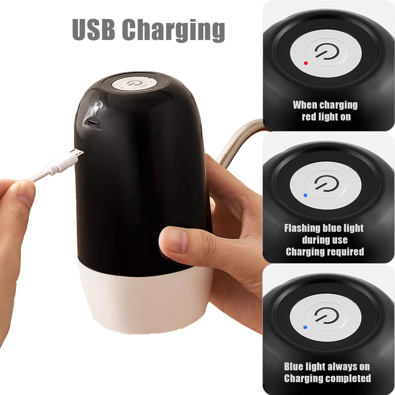 True Dual Water Pump 5 Gallon Water Dispenser,Portable High Battery Capacity Usb Charging Water Jug Pump Easy To Use Water Dispe
