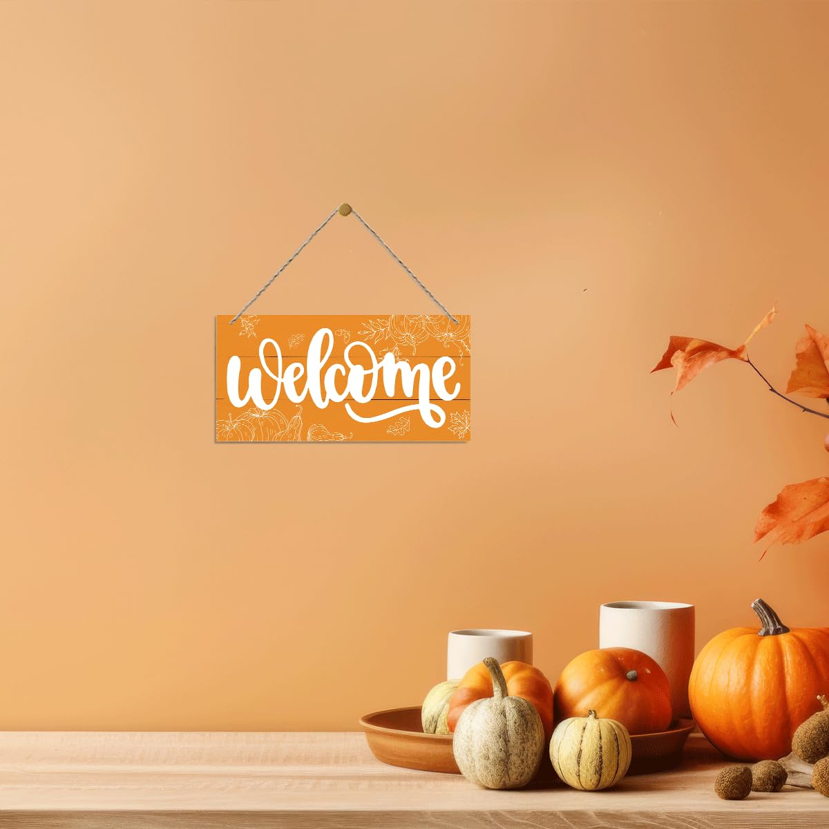 Happy Fall Y'all Sign, Autumn Front Door Porch Hanging Decoration, Decorative Wooden Hanging Signs, Farmhouse Home Wall Decor, A