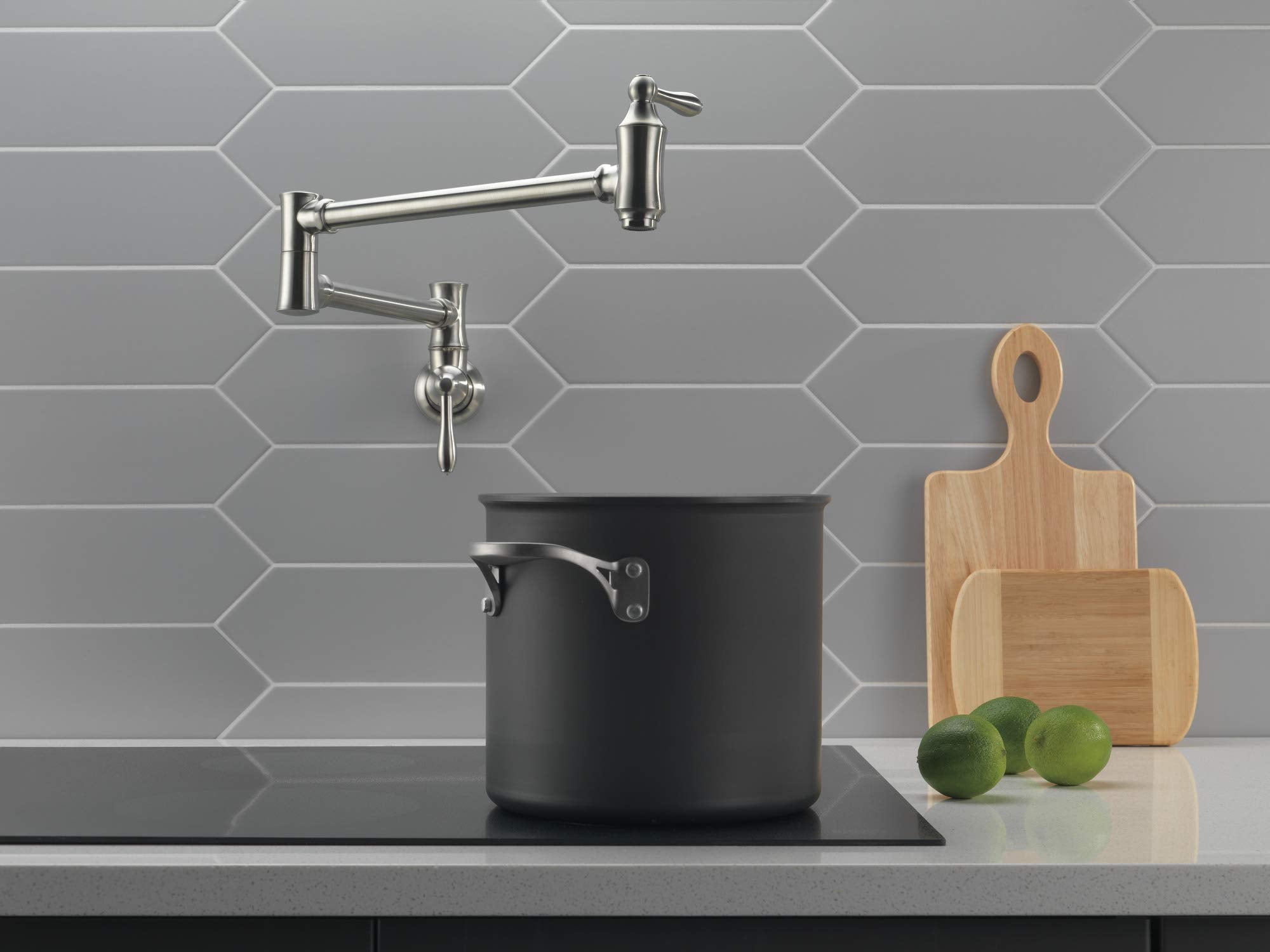 Delta Faucet Traditional Stainless Steel Pot Filler Faucet Brushed Nickel  Delta Pot Filler  Farmhouse Pot Filler Faucet Wall Mount  Potfiller  Brass Construction  Stainless 1177LF-SS