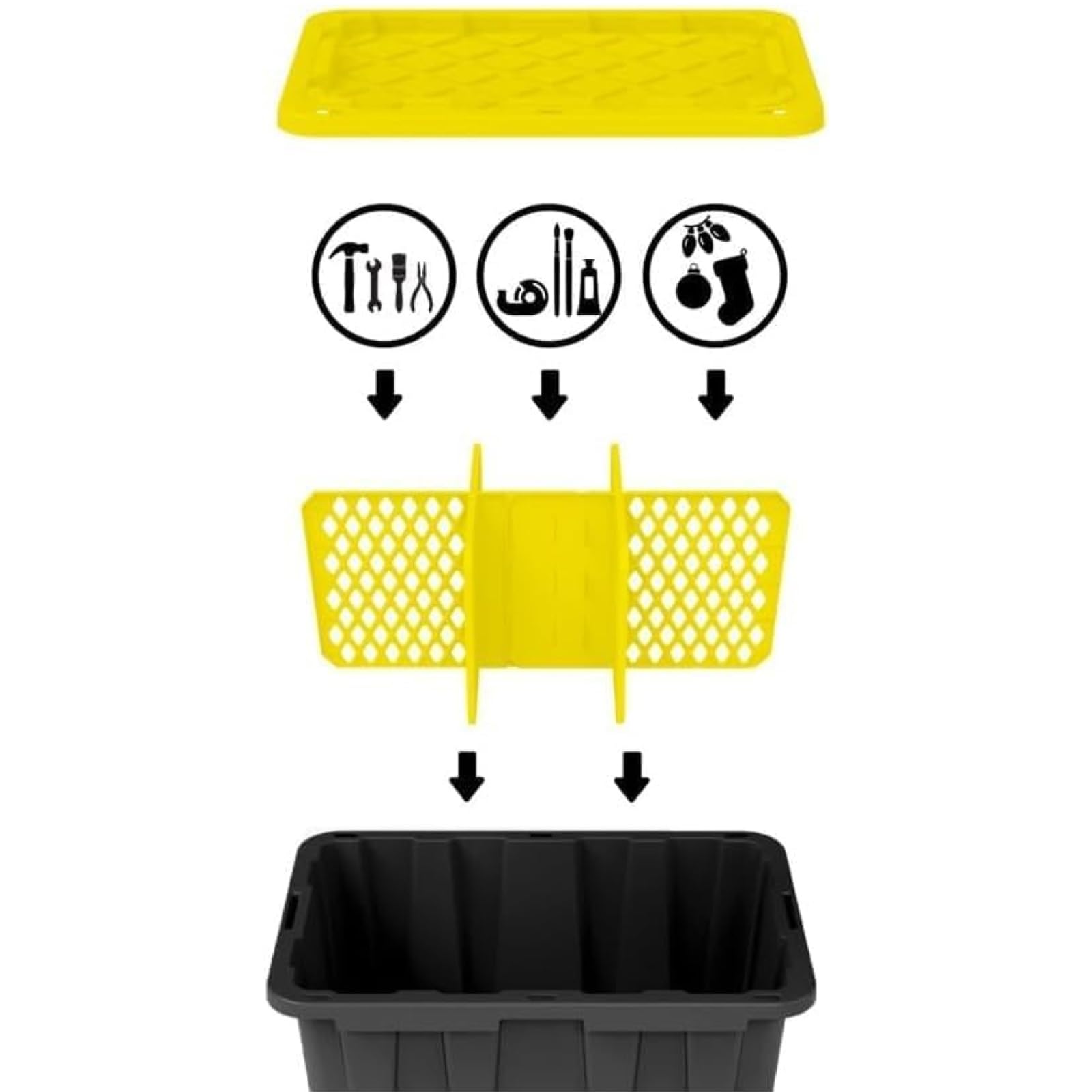 Universal Divider For 27-Gal. Tough Storage Tote, 6-Slot Strong Box Divider For Storage Containers, 2 Customizable Lengths, Stat