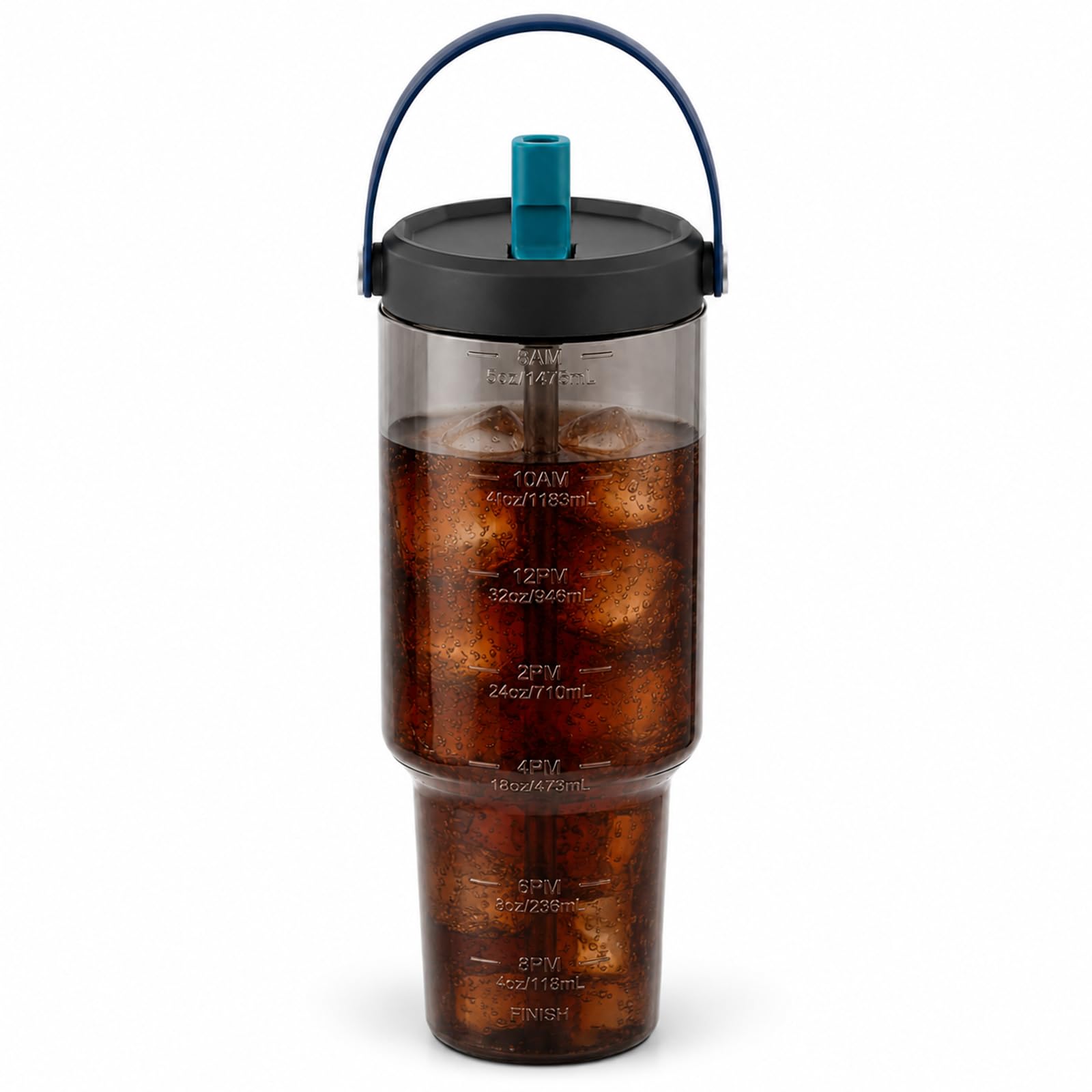 Luxgola 50 oz Tritan Tumbler with Flip Straw Lid & Handle, Time Marker