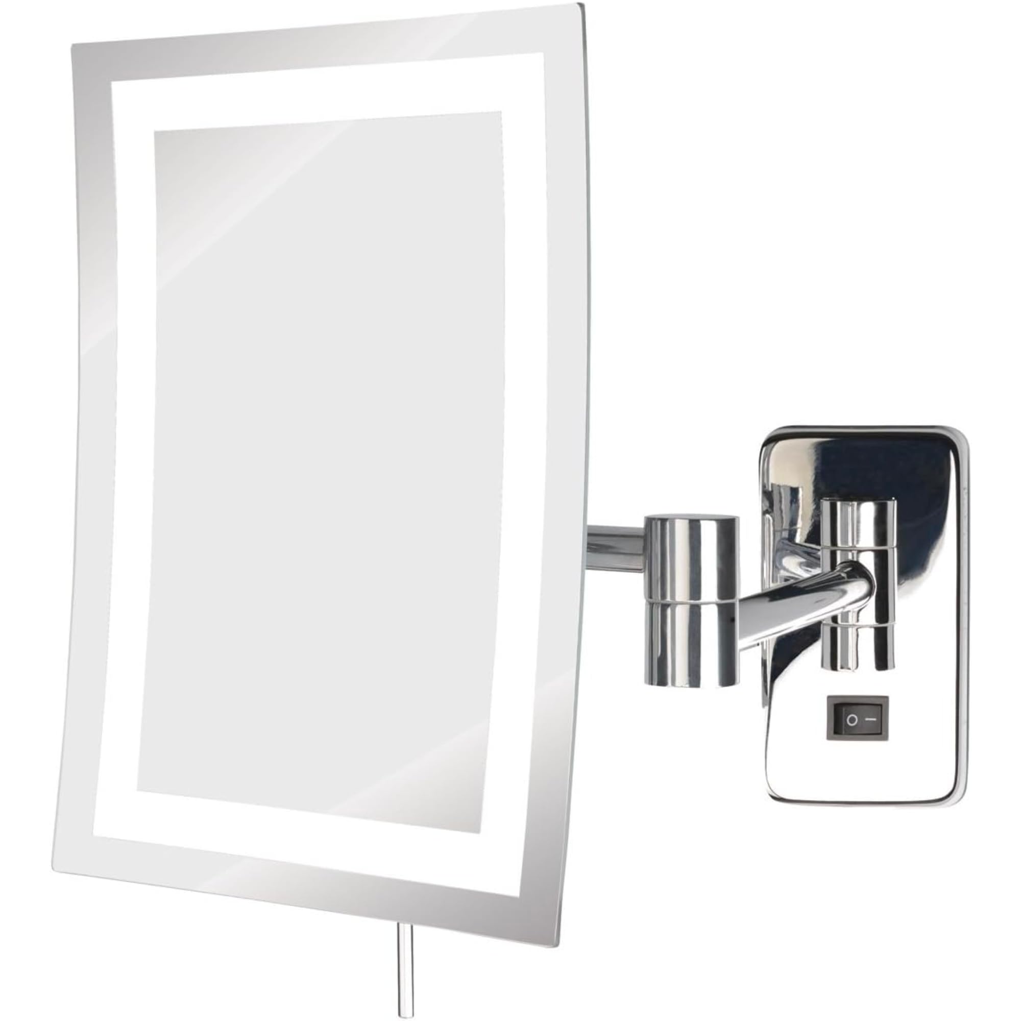 Jerdon Rectangular 6.5-Inch X 9-Inch Wall Mount Mirror - Makeup Mirror With 5X Magnification And 15.5-Inch Wall Extension - Chro