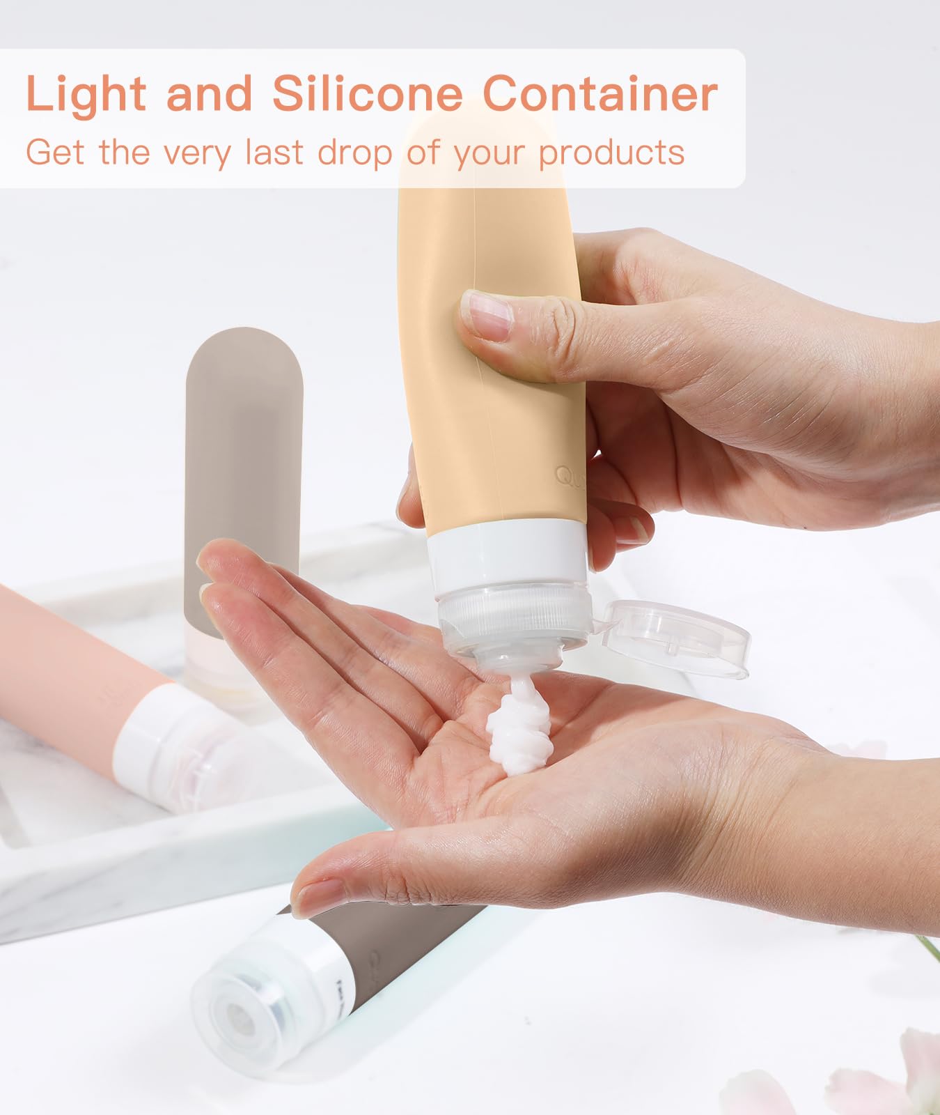 Quatish Travel Bottles For Toiletries?Original Patented?, 3 Oz Tsa Approved Leak Proof Travel Size Containers, Silicone Shampoo