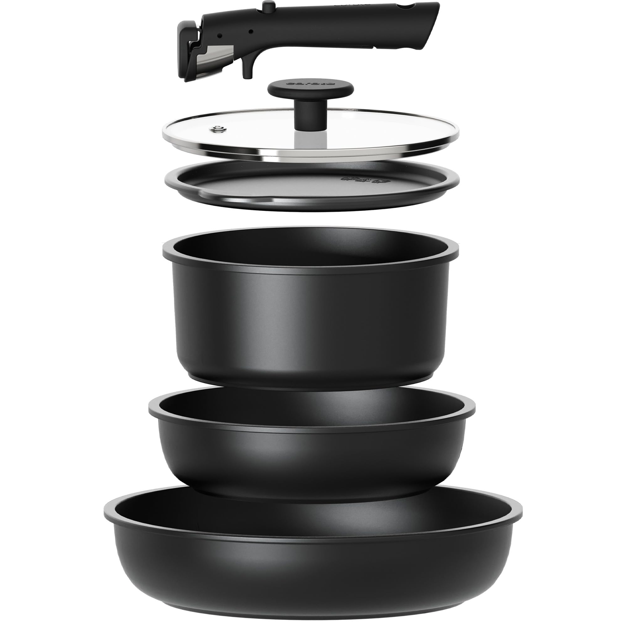 CAROTE 6pcs Pots and Pans Set Non Stick, Cookware Sets, Kitchen Set, Oven/Fridge Safe, Space Saving Pots Set, Nonstick Cooking S