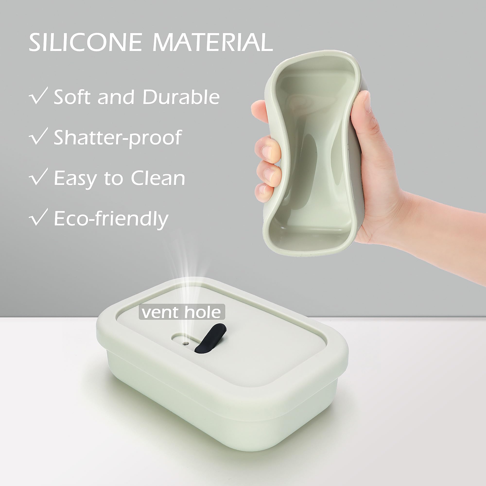 Aidimming Enhanced Leak Proof Travel Soap Case,Shatterproof Silicone Soap Holder For Traveling, Shampoo And Conditioner Bars Soa