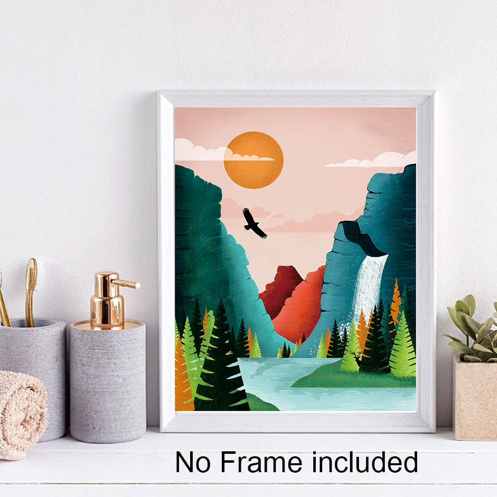 National Park Poster ,National Parks Art Prints,Nature Wall Art,Mountain Print Set Abstract Prints Of Mountain Wall Art, Yellows