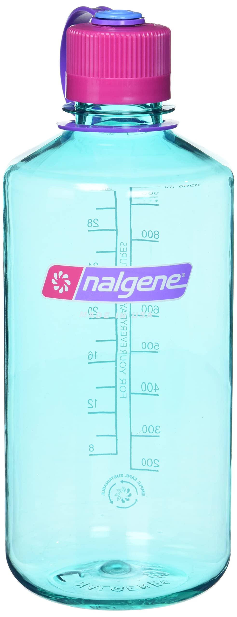 Nalgene Sustain Tritan Bpa-Free Water Bottle Made With Material Derived From 50% Plastic Waste, 32 Oz, Narrow Mouth, Surfer