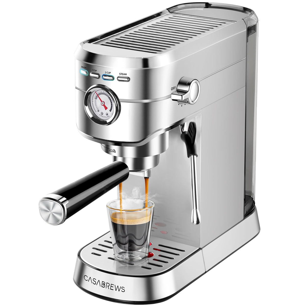Casabrews Espresso Machine 20 Bar, Professional Espresso Maker With Milk Frother Steam Wand, Compact Coffee Machine With 34Oz Re