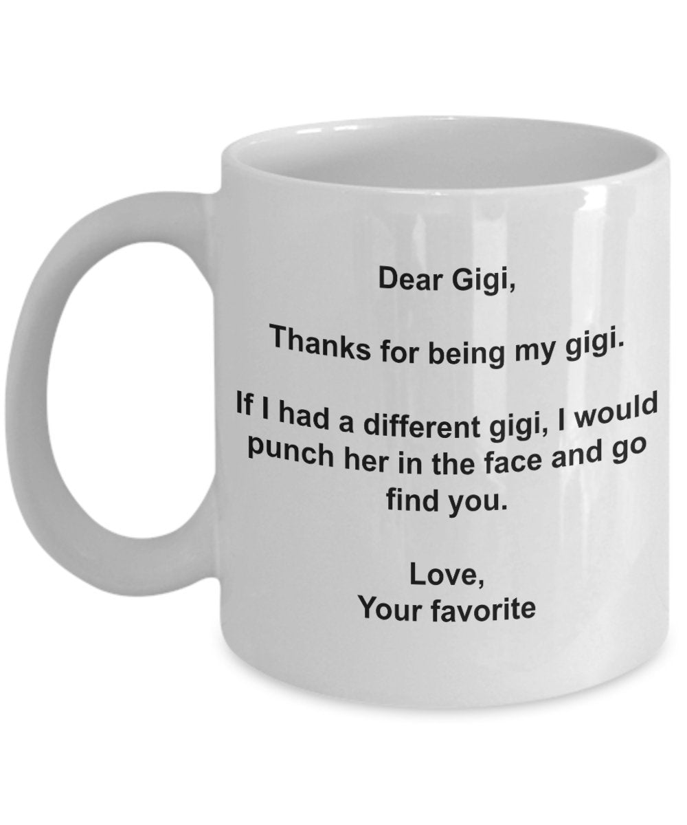 SpreadPassion - Dear Gigi Coffee Mug - Ceramic Hot Cocoa Coffee Mug - Best Gift Idea on Christmas, Anniversary, and Birthday - N