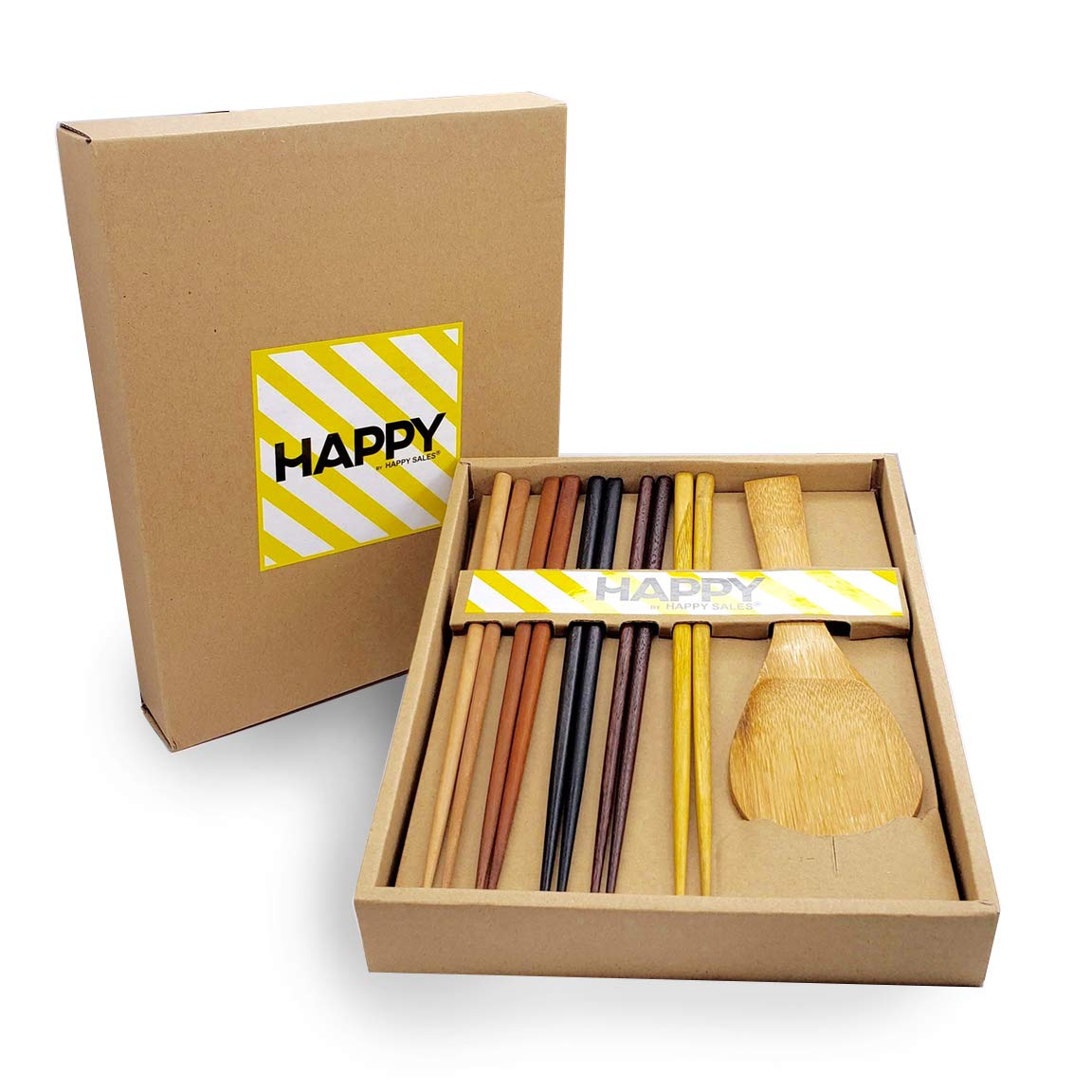 Happy Sales Hsch70, Japanese Chopsticks Gift Set With Rice Paddle, Multi Color