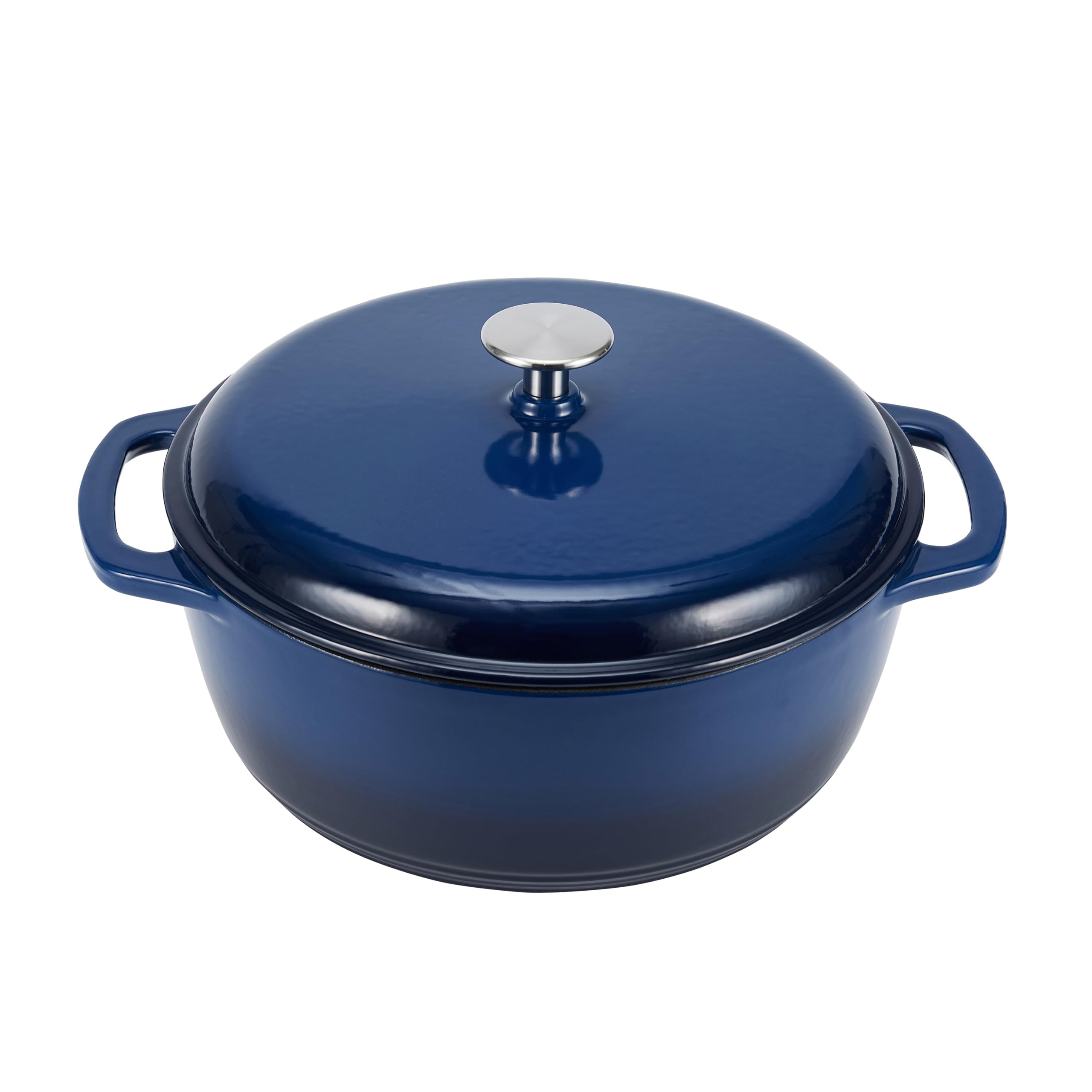Amazon Basics Cast Iron Dutch Oven Pot with Lid, Enameled, Round, Dual Handles, Heavy-Duty, Small, 7.3-Quart, Navy