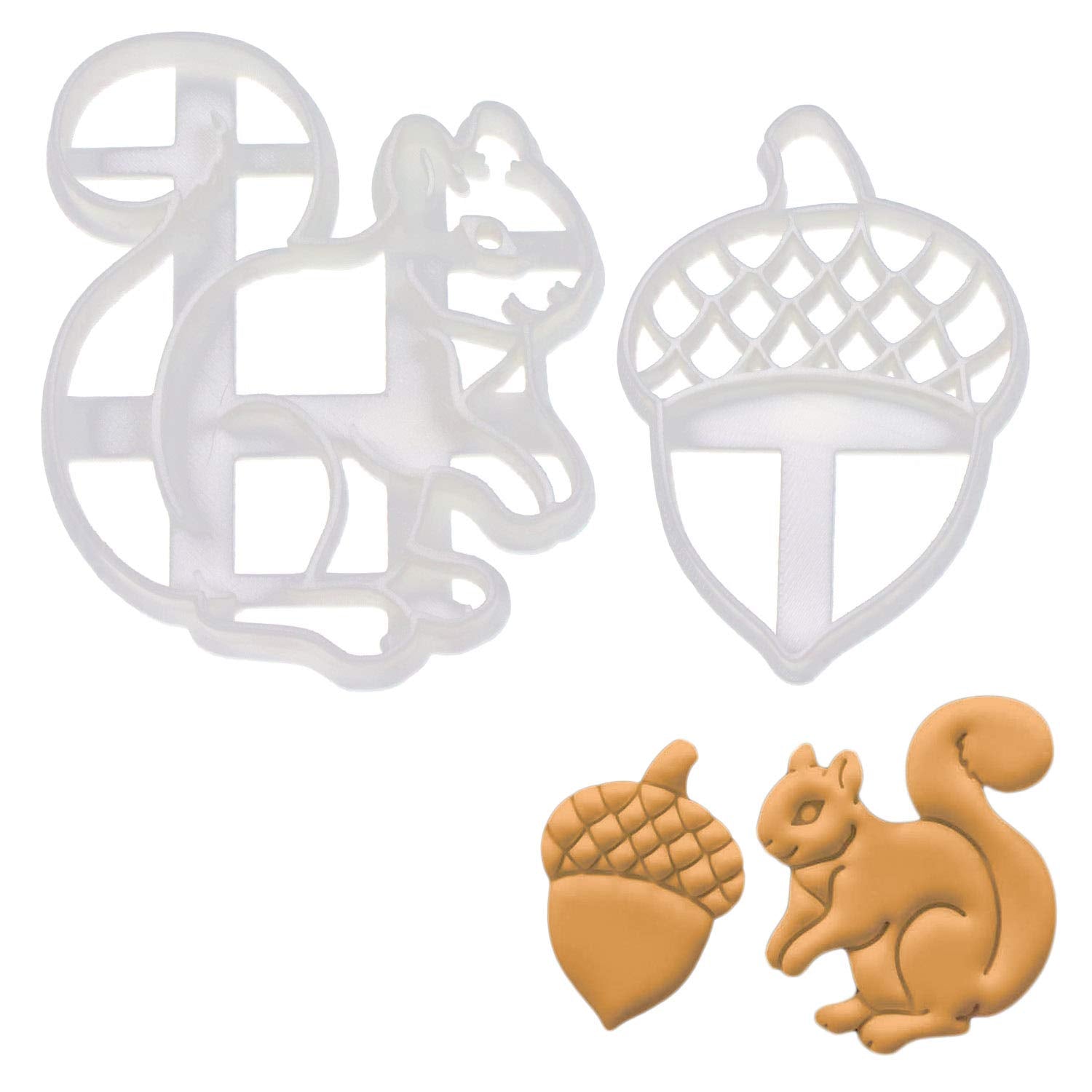 Set Of 2 Squirrel Cookie Cutters (Designs: Acorn And Squirrel), 2 Pieces - Bakerlogy