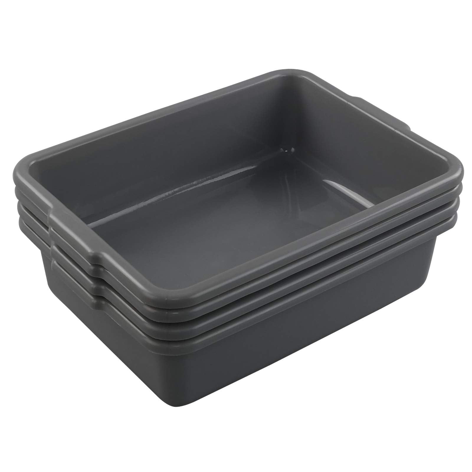 Cadineus 4 Packs 8 Liter Grey Commercial Bus Tub Box Tote Dishpan