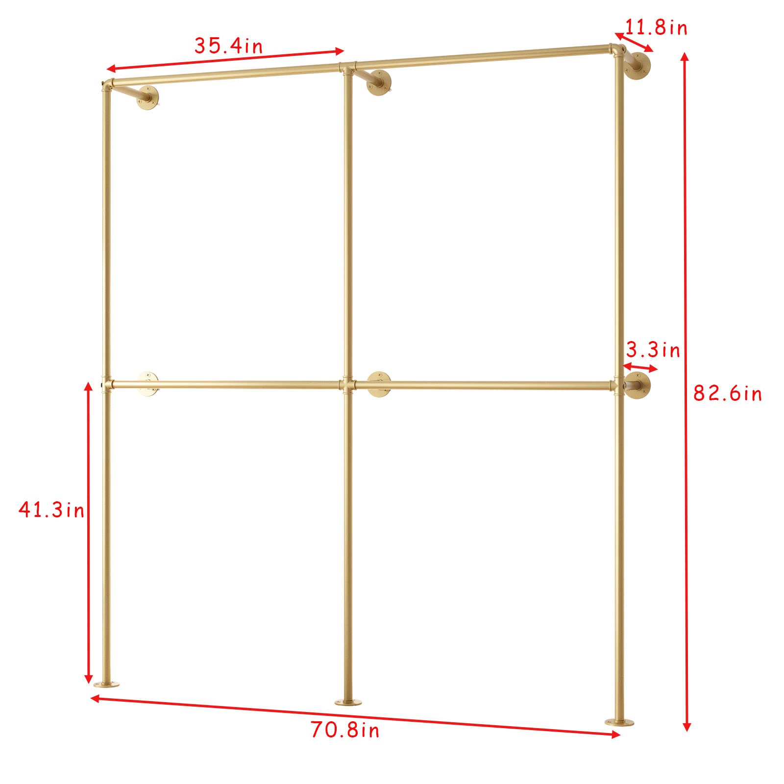 Ironjiazu Gold Wall Clothing Rack Wall Mount Clothes Rack,Heavy Duty Pipe Clothing Rack Retail Display Hanging Rod For Closet St