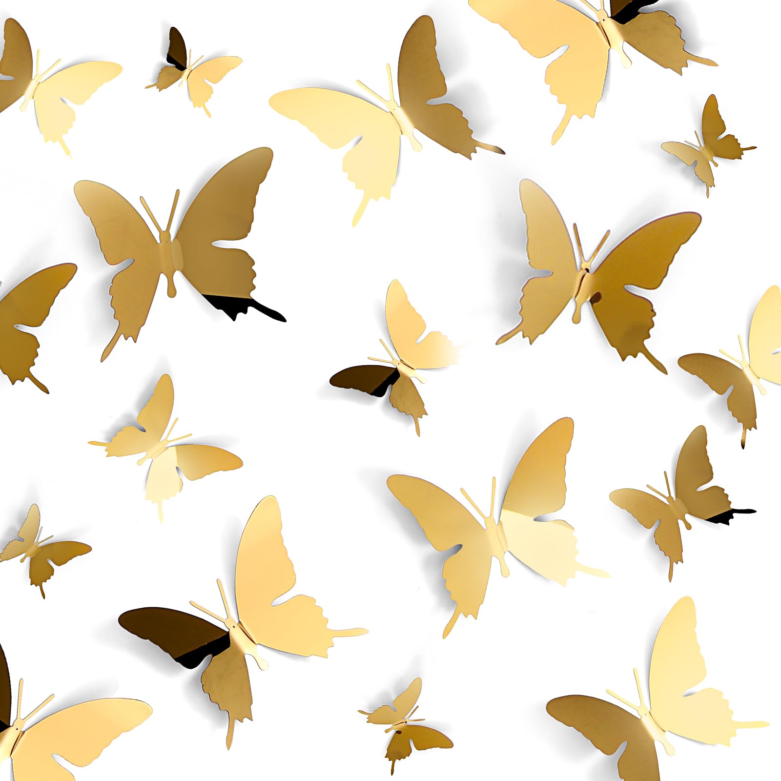 Ferraycle 48 Pieces Metal Butterfly Wall Decor, 3 Sizes 5.9, 3.94, 2.36 3D Flying Butterfly for Wall Room Bedroom Living Room De