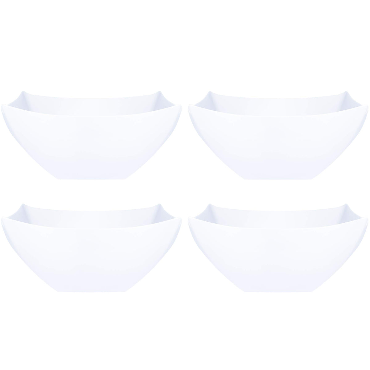 Plasticpro Disposable Square Serving Bowls, Party Snack Or Salad Bowl, Plastic Clear Or White Pack Of 4 (8 Ounce, White)