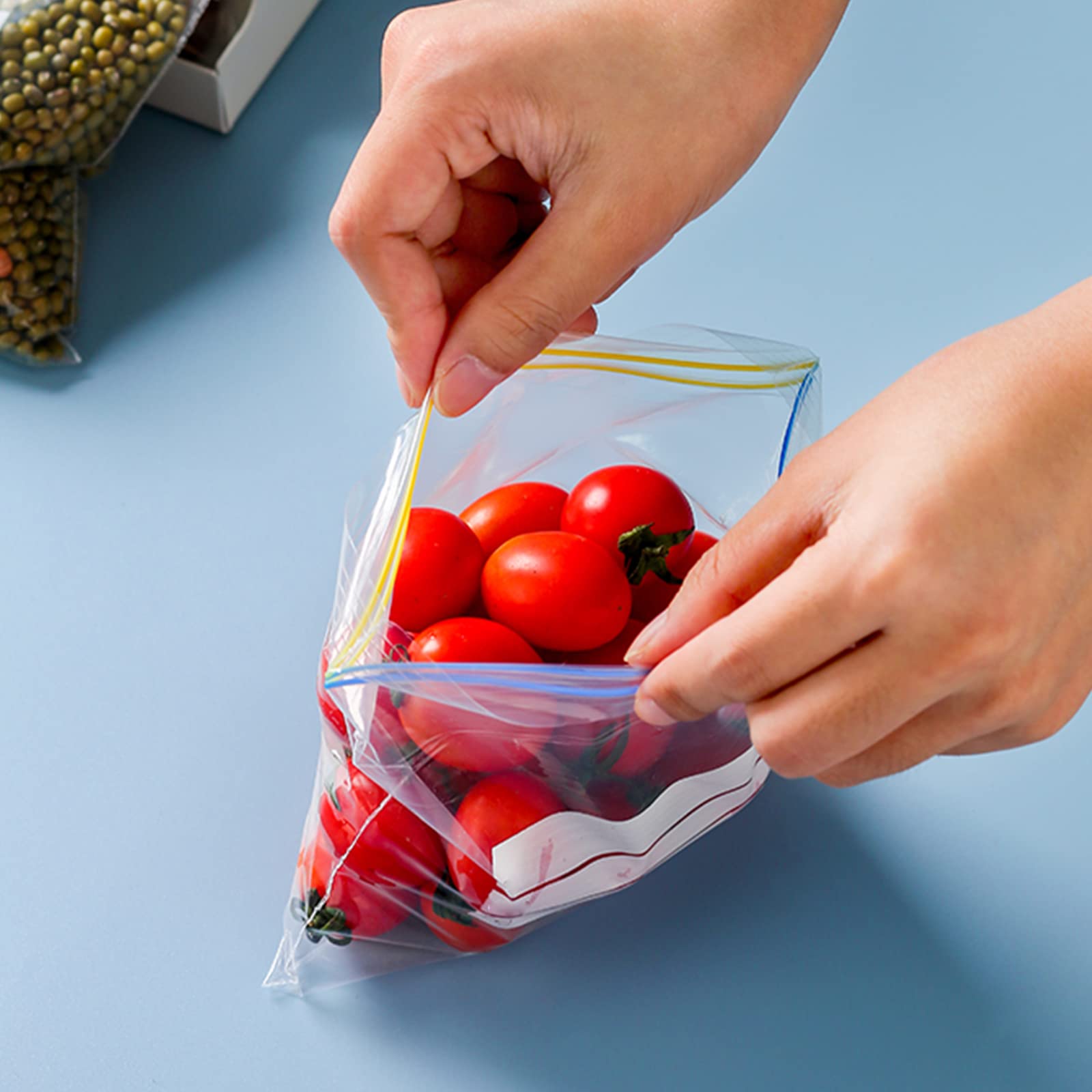 wolpin Ziplock Covers (Pack Of 65 Pcs) Double Seal Bags Freezer/Microwave Safe Ziplock Pouch Fridge Food Vegetable Storage Bags