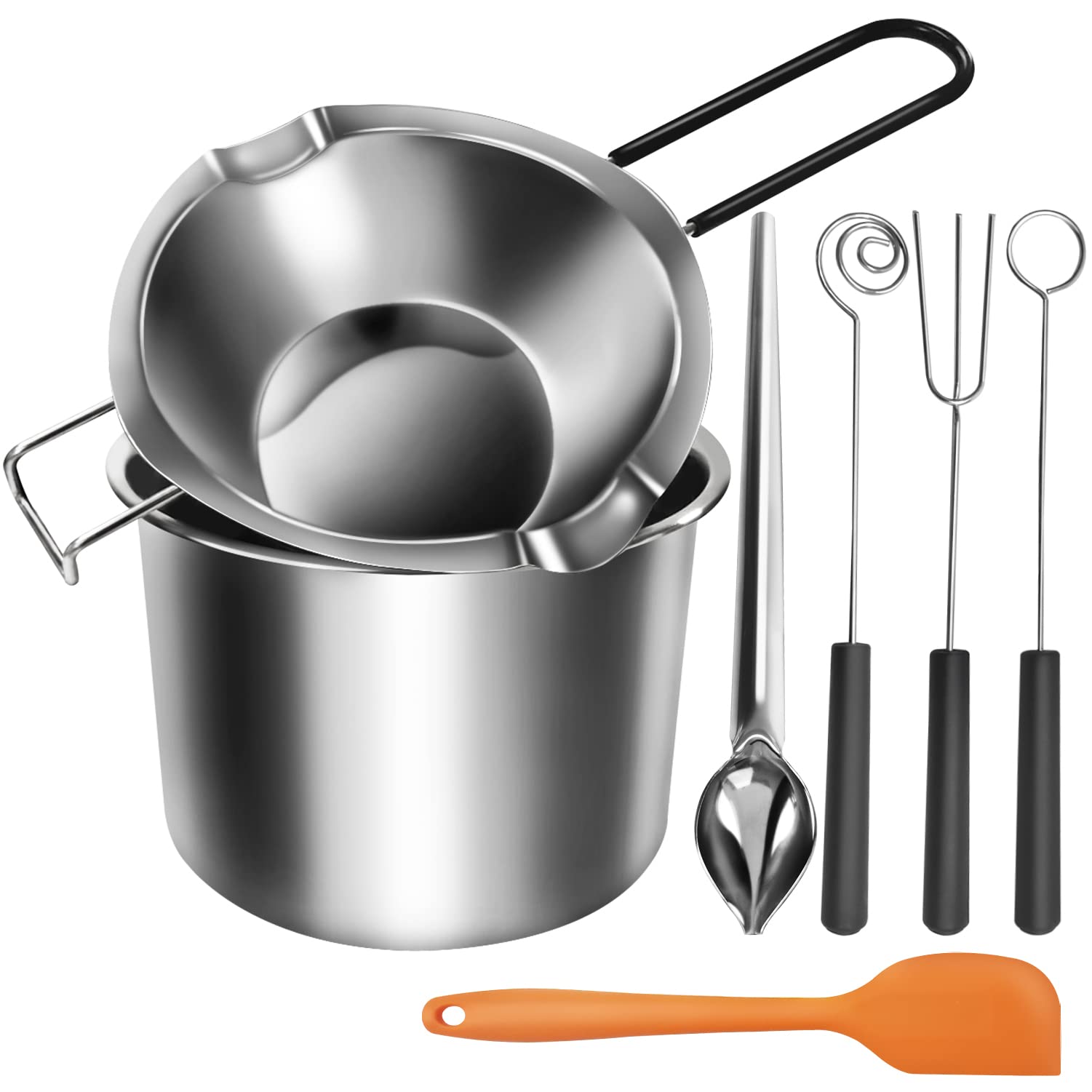 Artcome Double Boiler Melting Pot Set - 600Ml/0.6Qt Chocolate Melting Pot, 1600Ml/1.7Qt Stainless Steel Pot, Decorating Spoons,