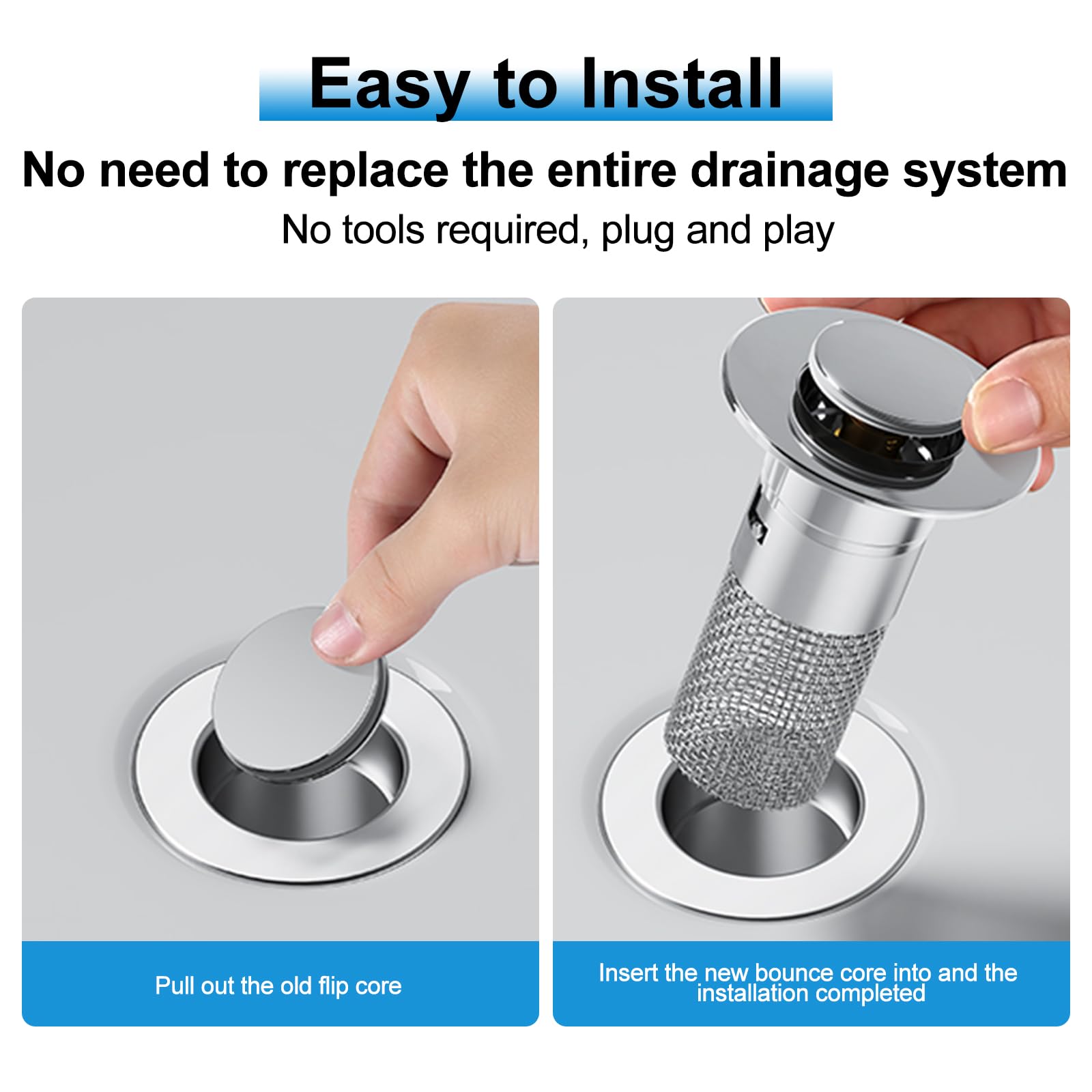 Pop Up Bathroom Sink Drain Strainer Hair Catcher, Drain Strainer For Us Universal Bathroom Kitchen Basin Sink Stopper Replacemen
