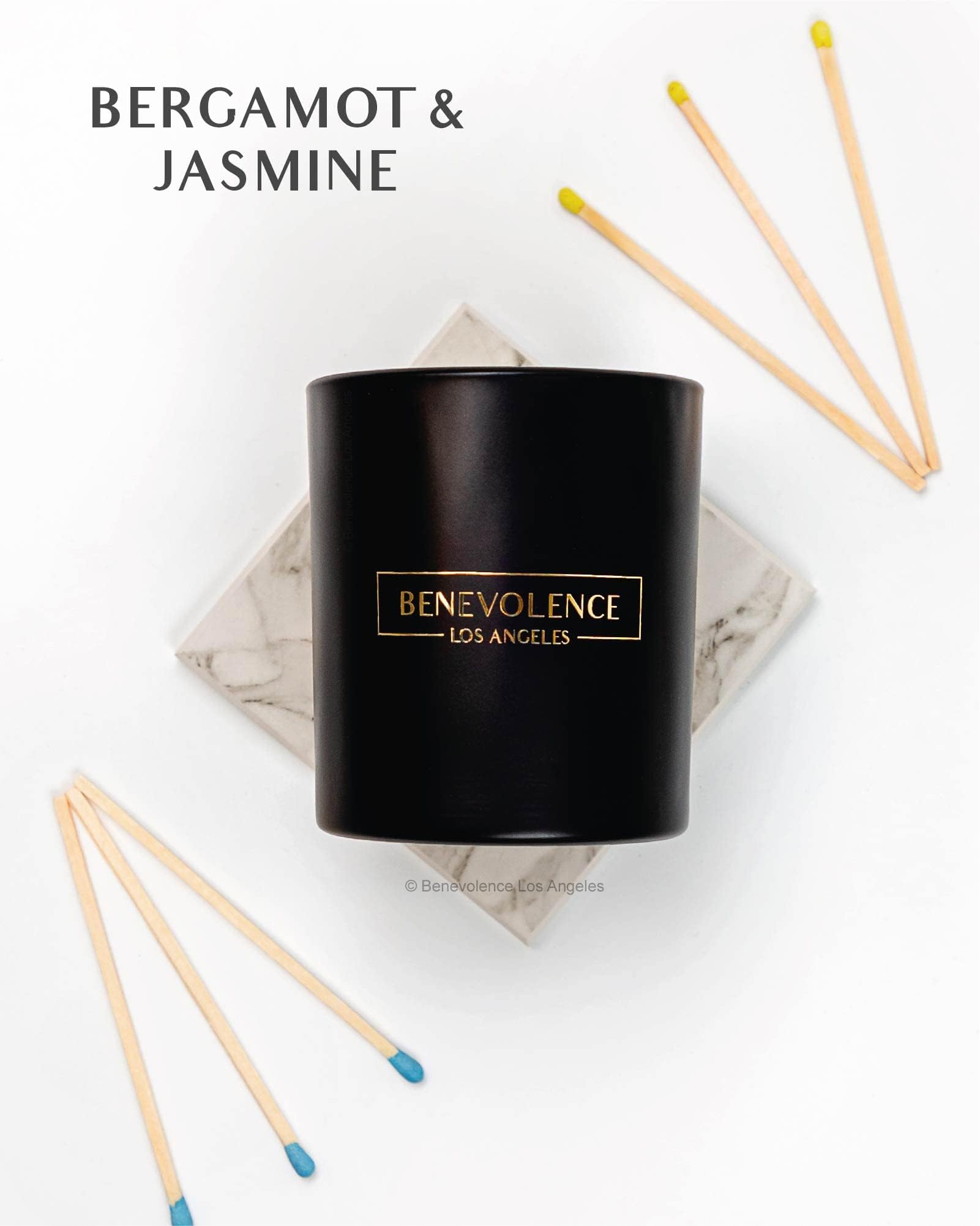 Benevolence Candles Bergamot & Jasmine Scented Candle  8 Oz Scented Candles for Home Scented  Natural Soy Candles for Men  45 Ho