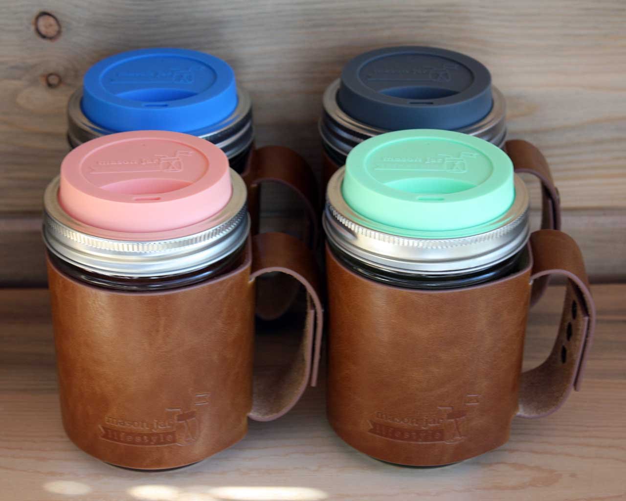 Silicone Drinking Lids with Rust Proof Stainless Steel Bands by Mason Jar Lifestyle (2 Pack  Ultra Violet  Wide Mouth)