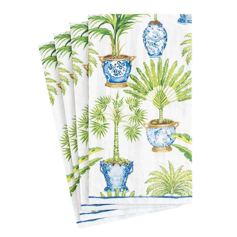 Caspari Potted Palms Paper Guest Towel Napkins In White, Two Packs Of 15